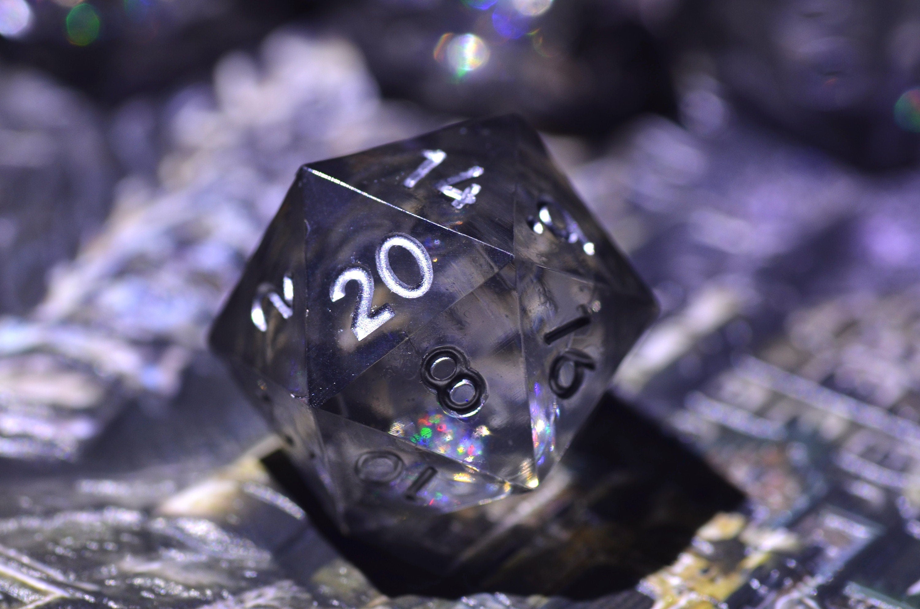 DND Black liquid core dice ,Arcane D&D dice SET, Galaxy dragon dice , Dungeons and Dragons resin dice set ,iridescent Polyhedral dice set