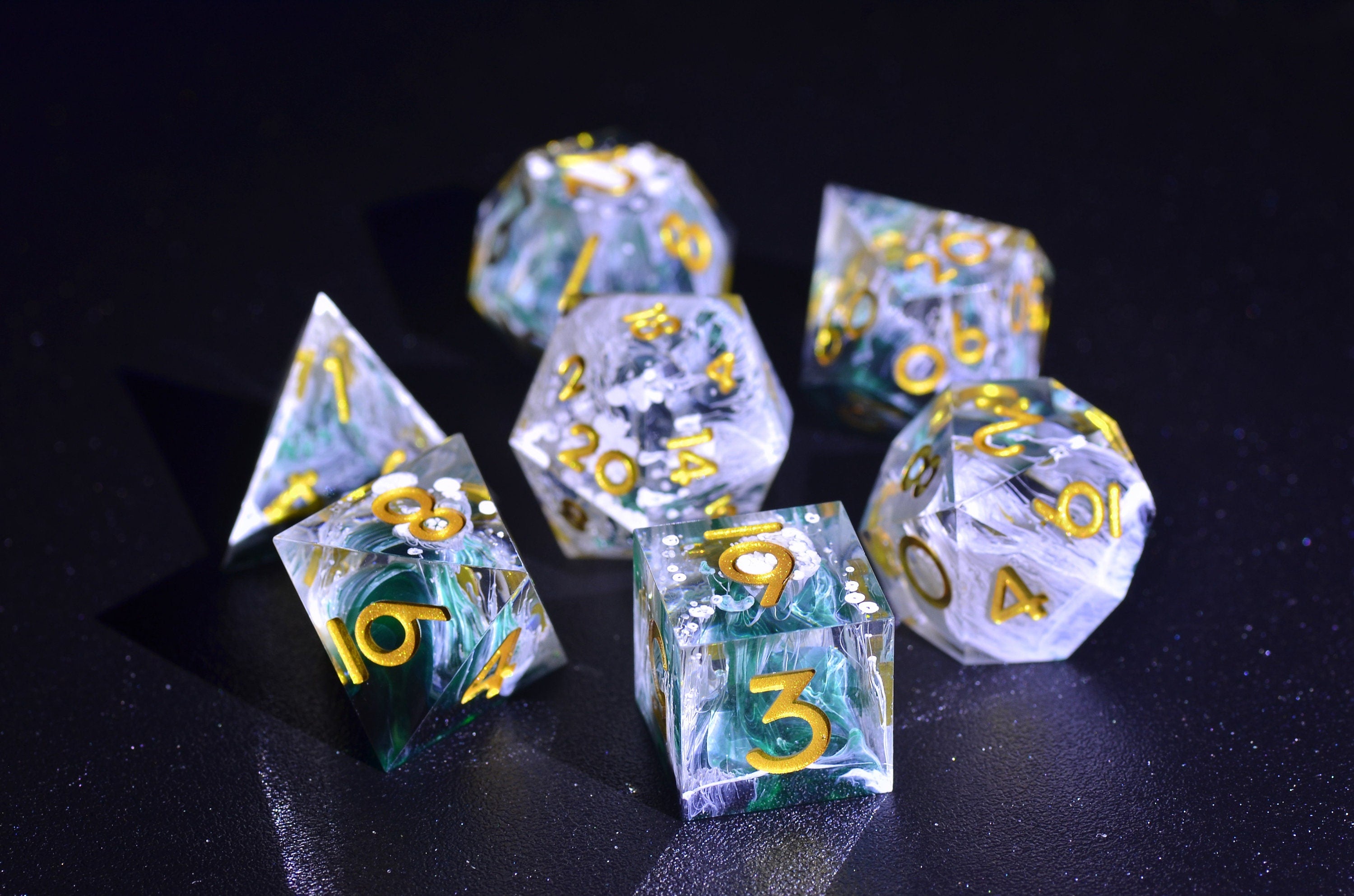 DND Raindrop Dice | D&D bule dice set | galaxy Sharp Edge dice | handmade dice for board game |TTRPG DICE