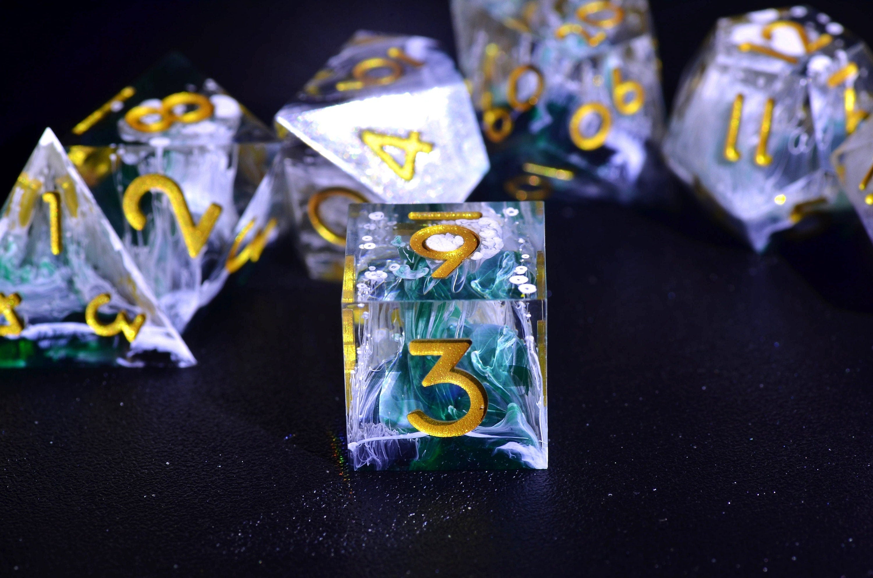 DND Raindrop Dice | D&D bule dice set | galaxy Sharp Edge dice | handmade dice for board game |TTRPG DICE