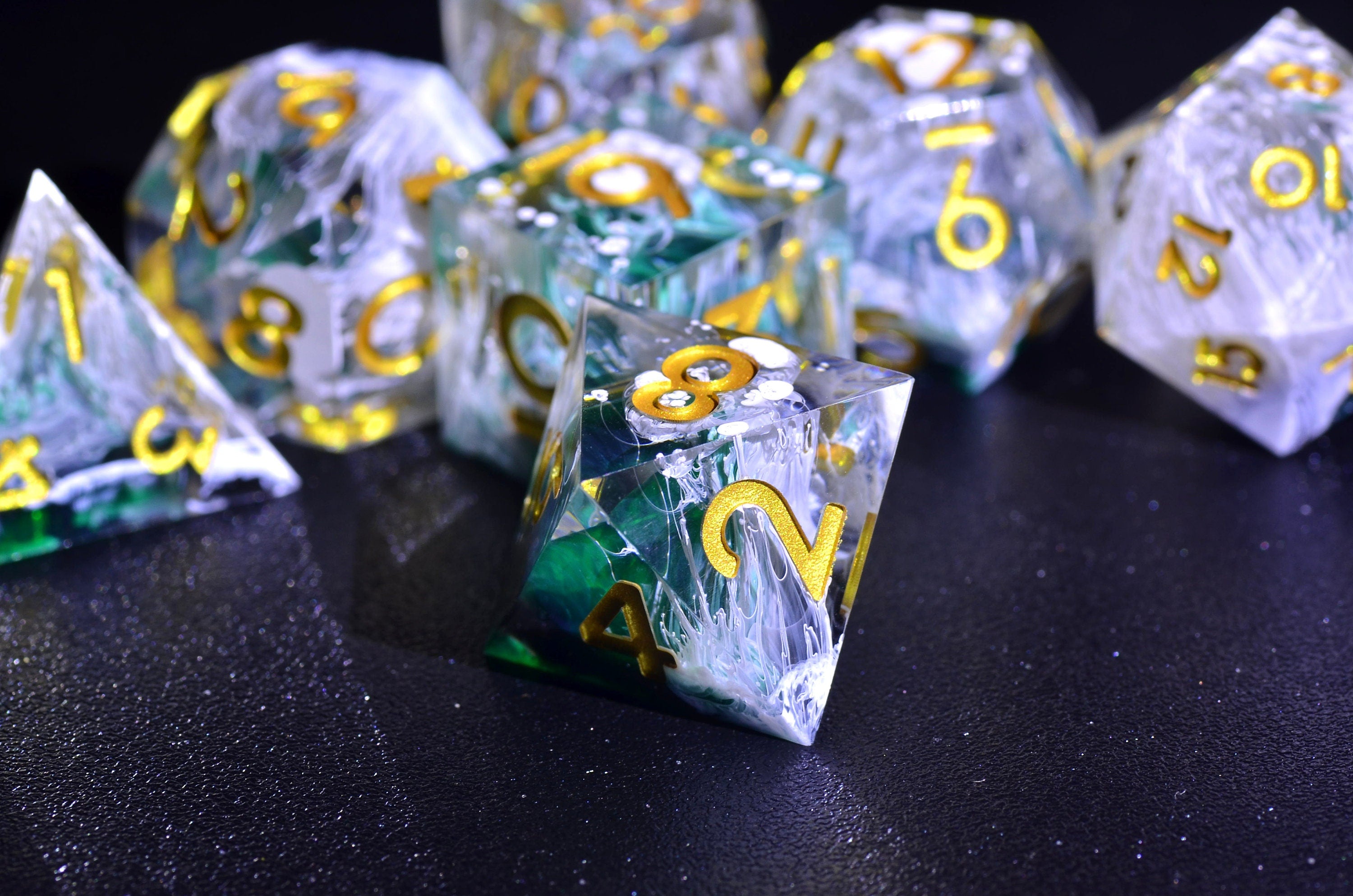 DND Raindrop Dice | D&D bule dice set | galaxy Sharp Edge dice | handmade dice for board game |TTRPG DICE