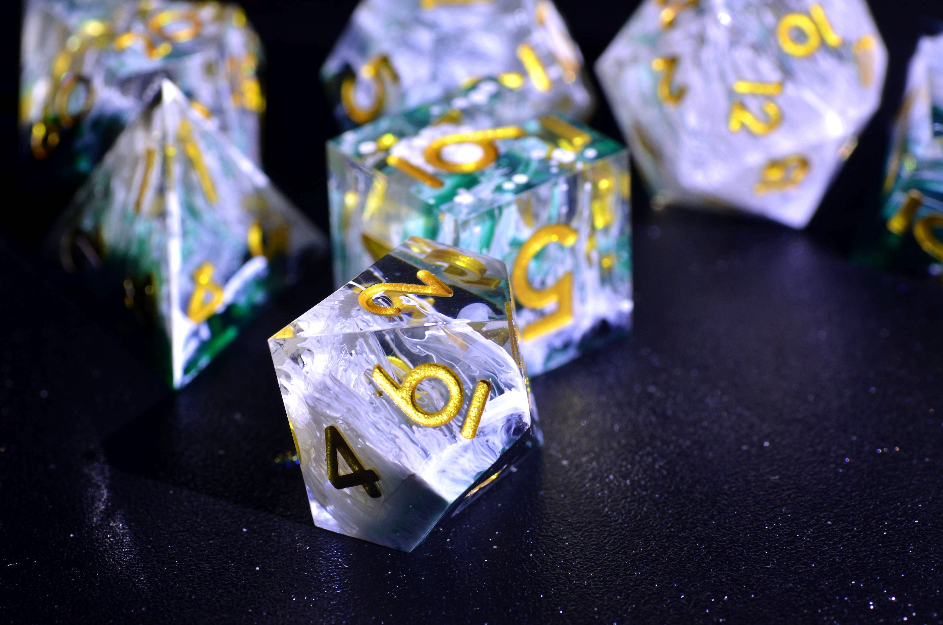 DND Raindrop Dice | D&D bule dice set | galaxy Sharp Edge dice | handmade dice for board game |TTRPG DICE