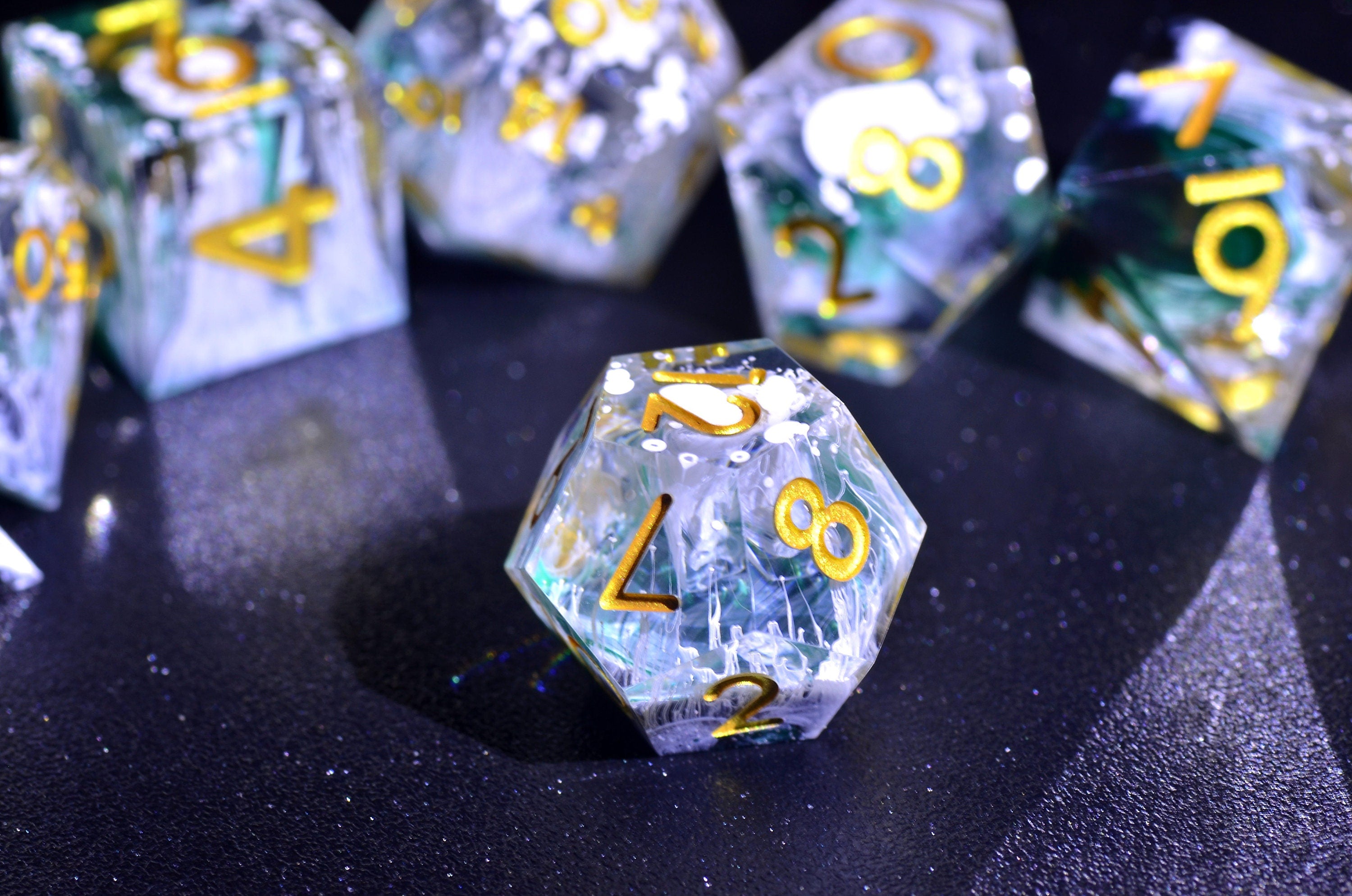 DND Raindrop Dice | D&D bule dice set | galaxy Sharp Edge dice | handmade dice for board game |TTRPG DICE