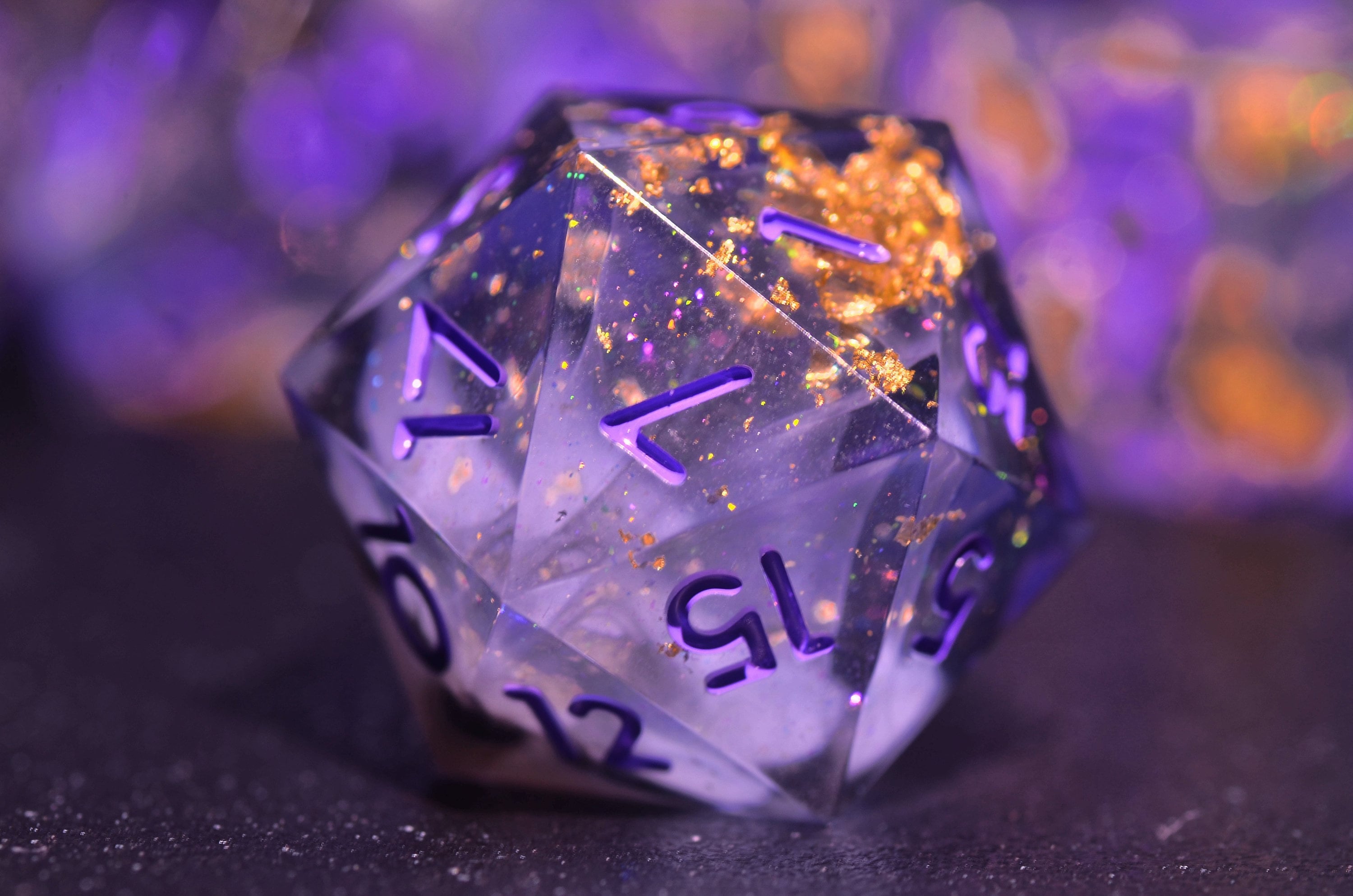 Handmade Violet Star DND Dice Set | Sharp Edge Resin Polyhedral Dice for Dungeons and Dragons | DND dice gift