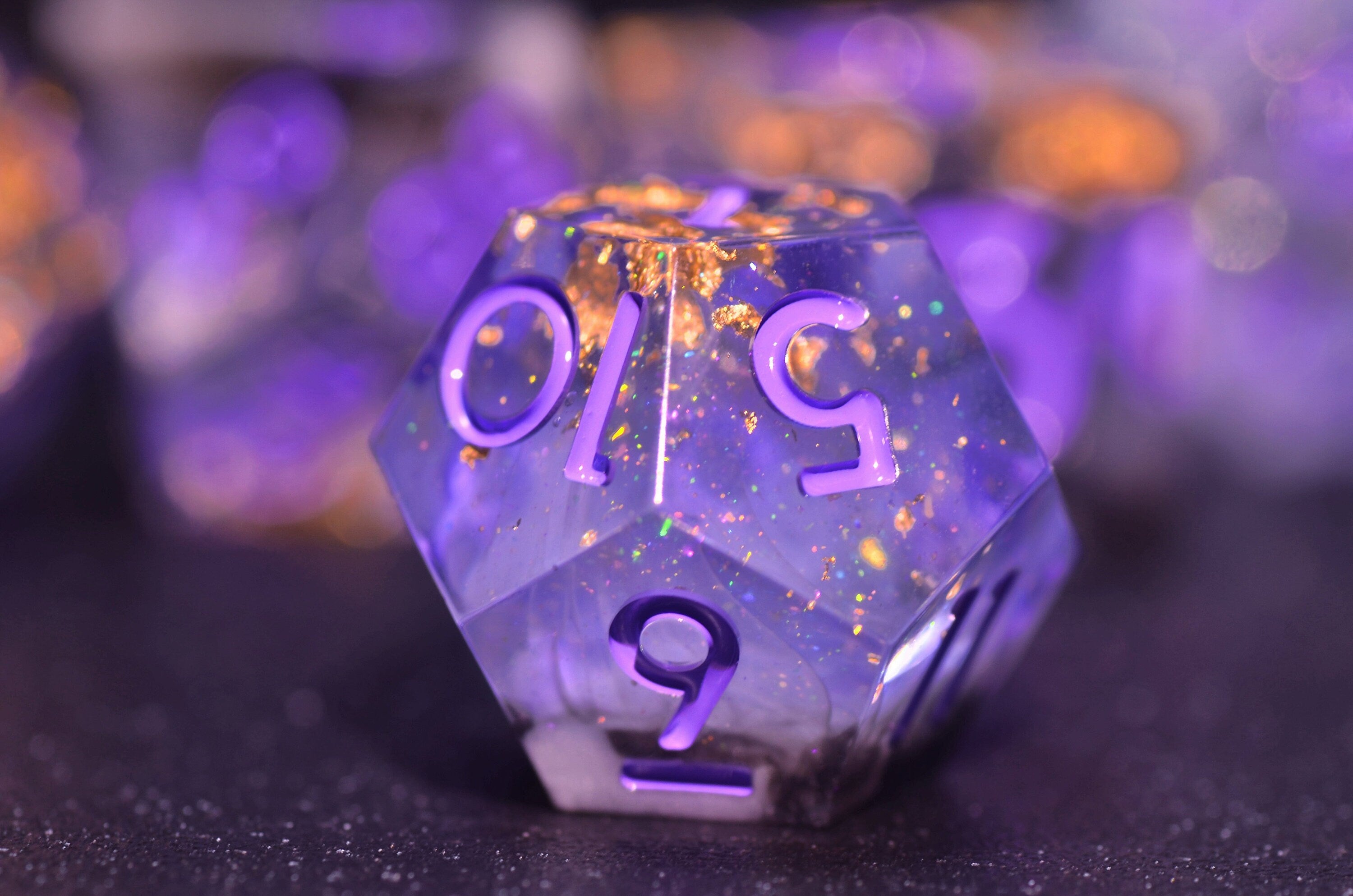 Handmade Violet Star DND Dice Set | Sharp Edge Resin Polyhedral Dice for Dungeons and Dragons | DND dice gift