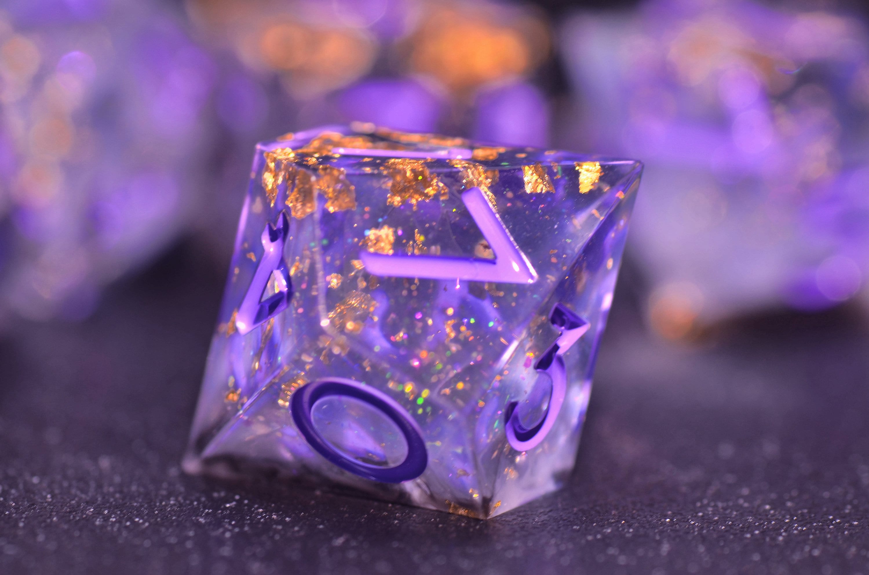 Handmade Violet Star DND Dice Set | Sharp Edge Resin Polyhedral Dice for Dungeons and Dragons | DND dice gift