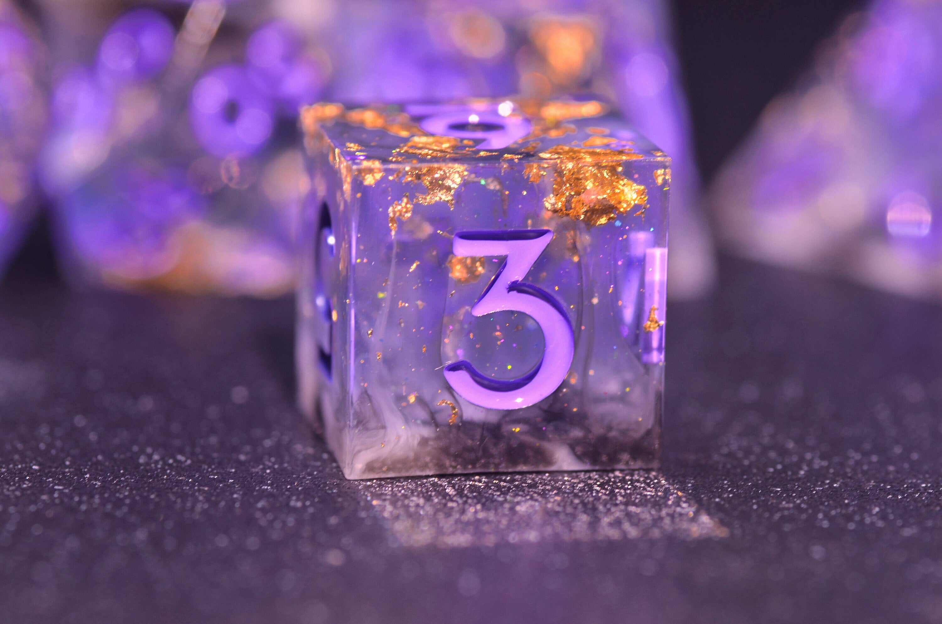 Handmade Violet Star DND Dice Set | Sharp Edge Resin Polyhedral Dice for Dungeons and Dragons | DND dice gift