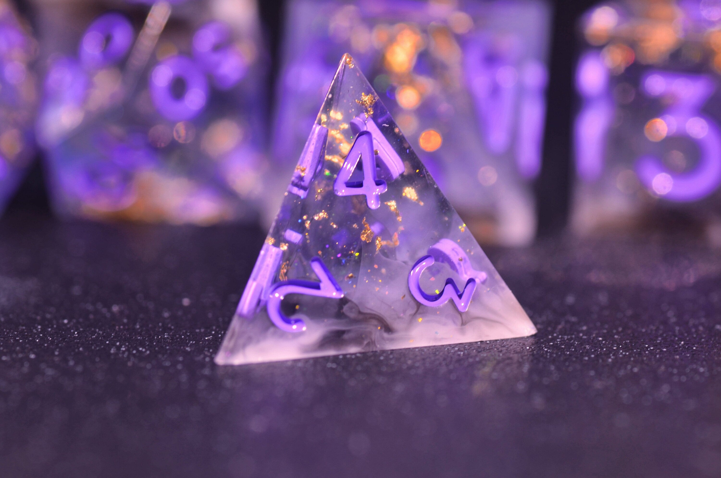 Handmade Violet Star DND Dice Set | Sharp Edge Resin Polyhedral Dice for Dungeons and Dragons | DND dice gift