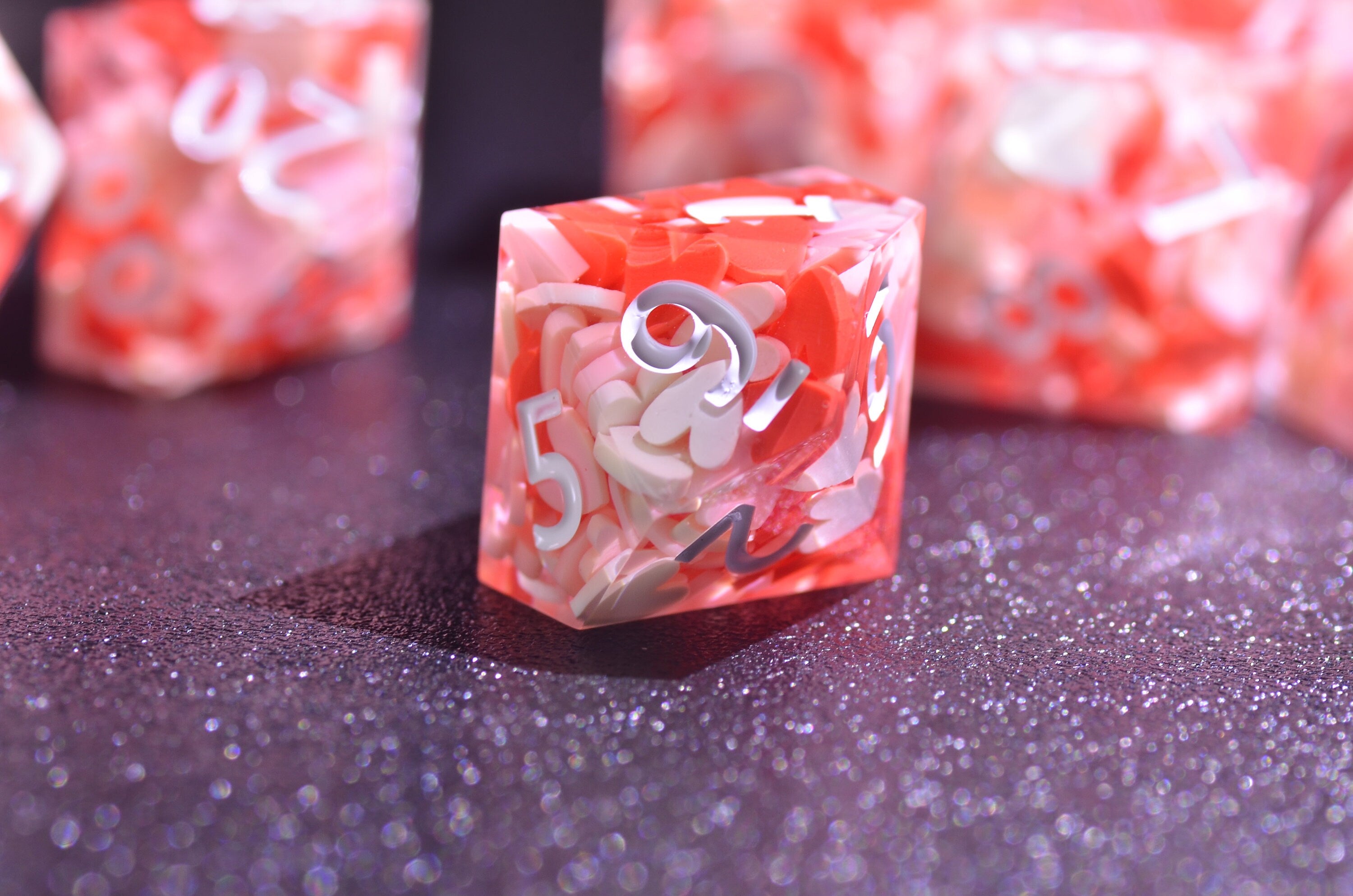 Red Heart DND Dice Set - Polyhedral Sharp Edge Resin Dice for Dungeons and Dragons