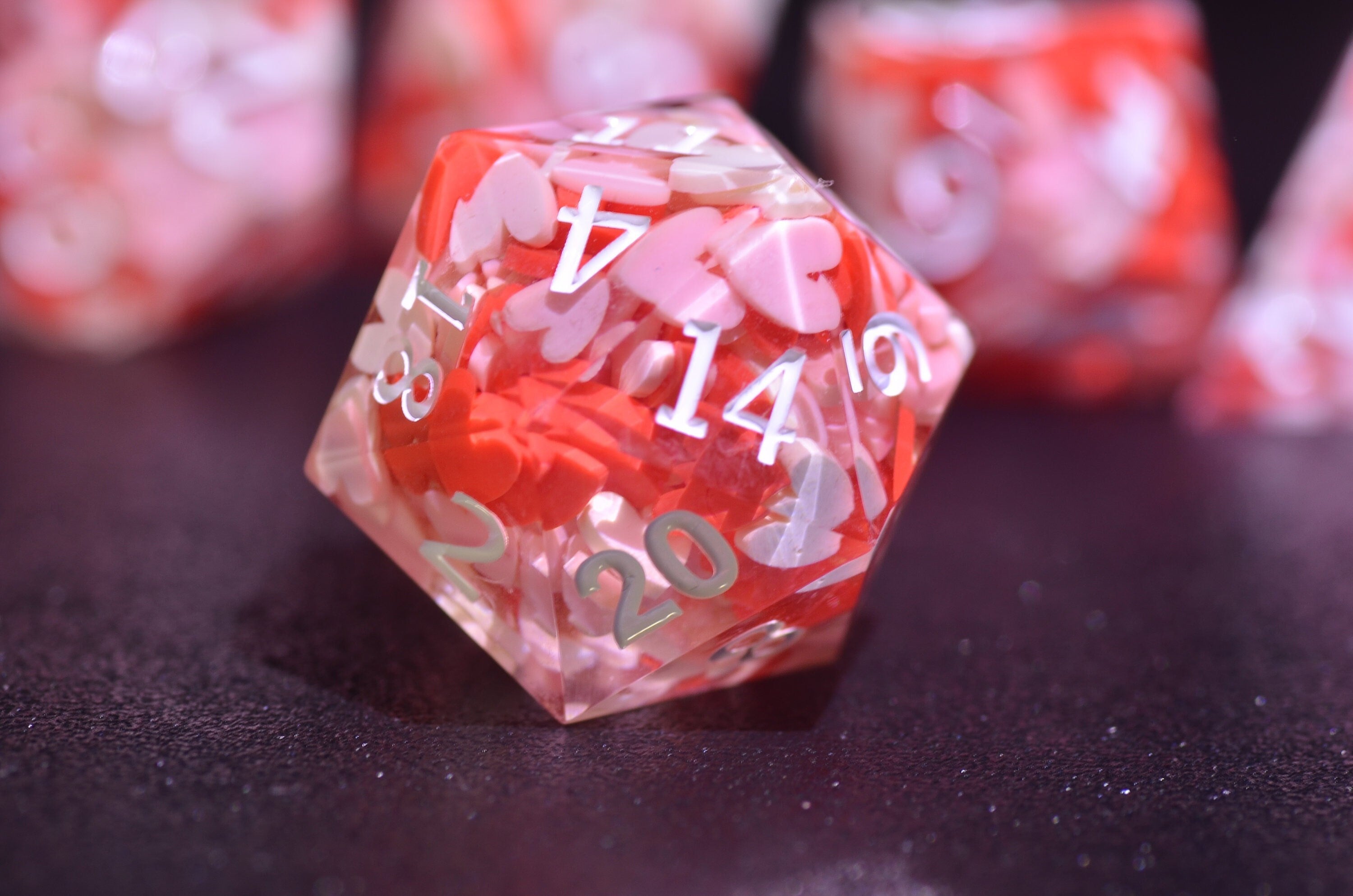 Red Heart DND Dice Set - Polyhedral Sharp Edge Resin Dice for Dungeons and Dragons