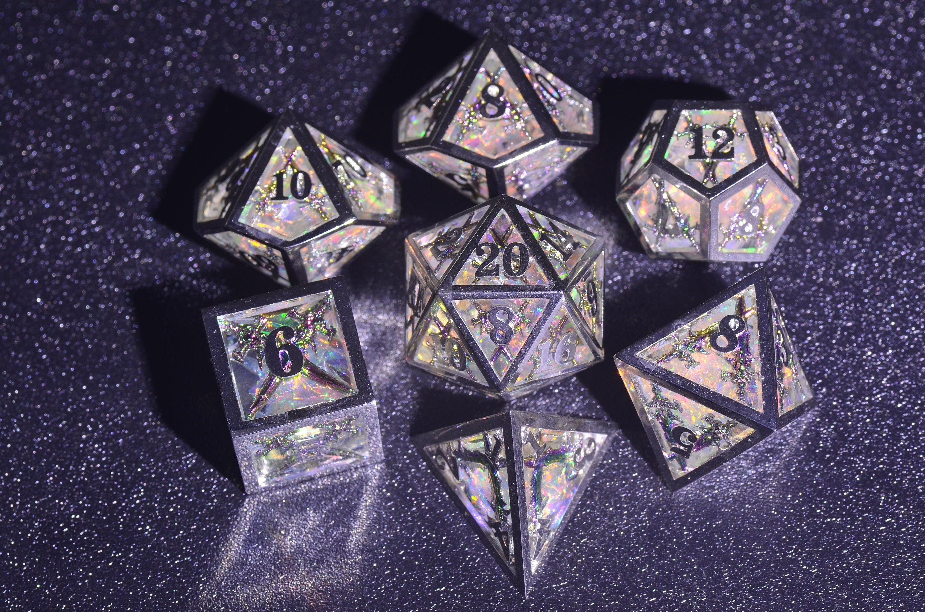 Paladin Sword DND dice, illusion resin metal dice set,Sharp Edge Polyhedral Dice ,D&D metal weighted dice for barbarian, Fighter,Knight GIFT