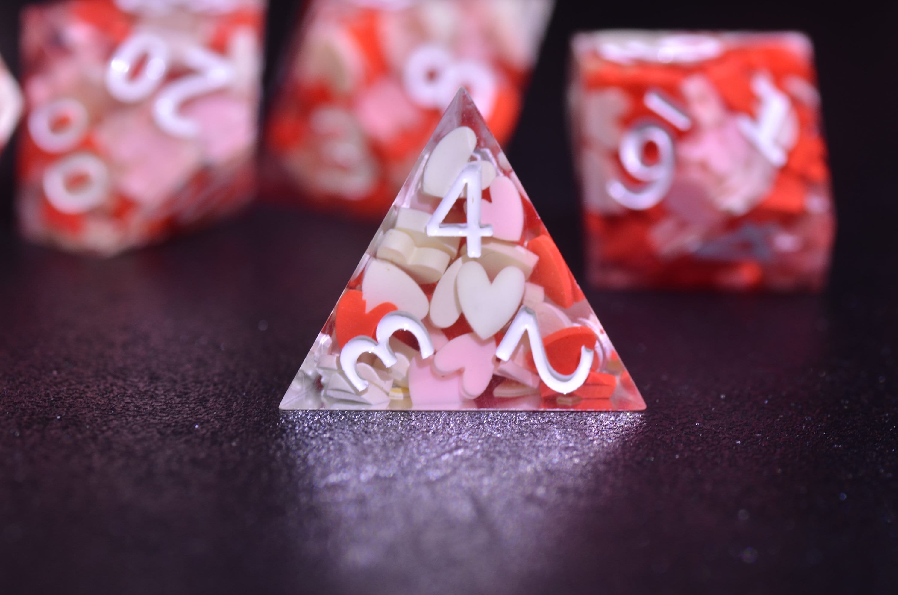 Red Heart DND Dice Set - Polyhedral Sharp Edge Resin Dice for Dungeons and Dragons