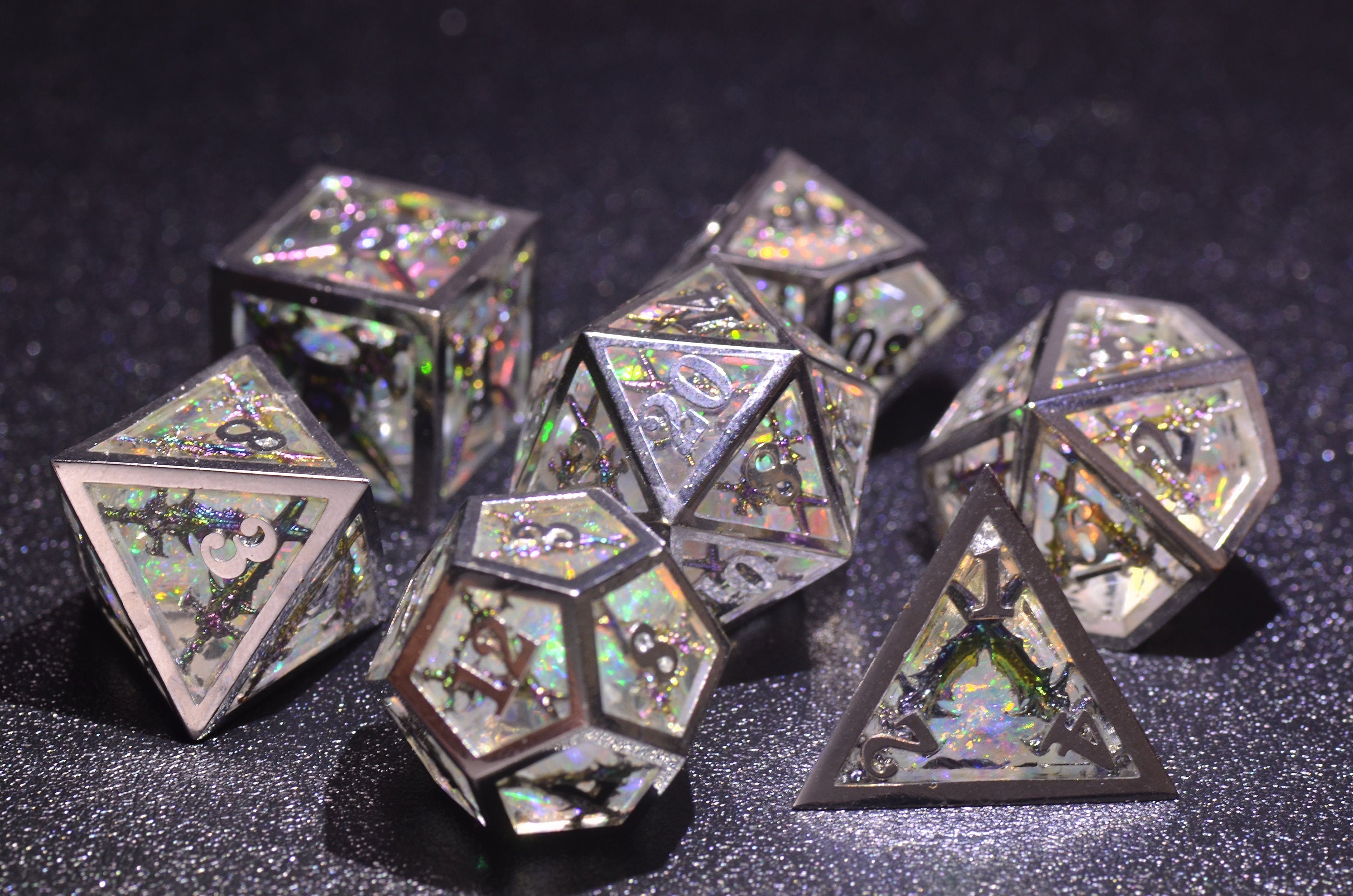 Paladin Sword DND dice, illusion resin metal dice set,Sharp Edge Polyhedral Dice ,D&D metal weighted dice for barbarian, Fighter,Knight GIFT