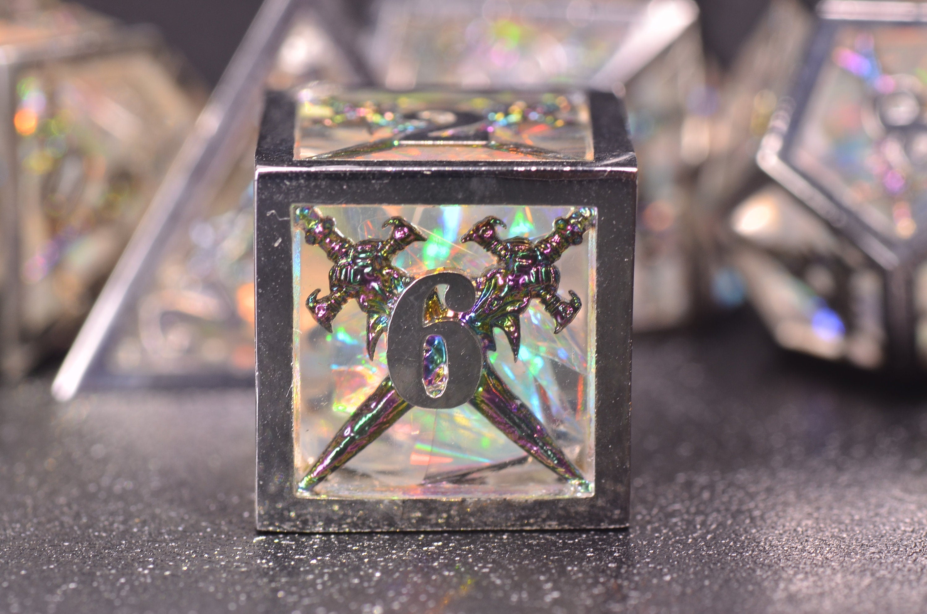 Paladin Sword DND dice, illusion resin metal dice set,Sharp Edge Polyhedral Dice ,D&D metal weighted dice for barbarian, Fighter,Knight GIFT