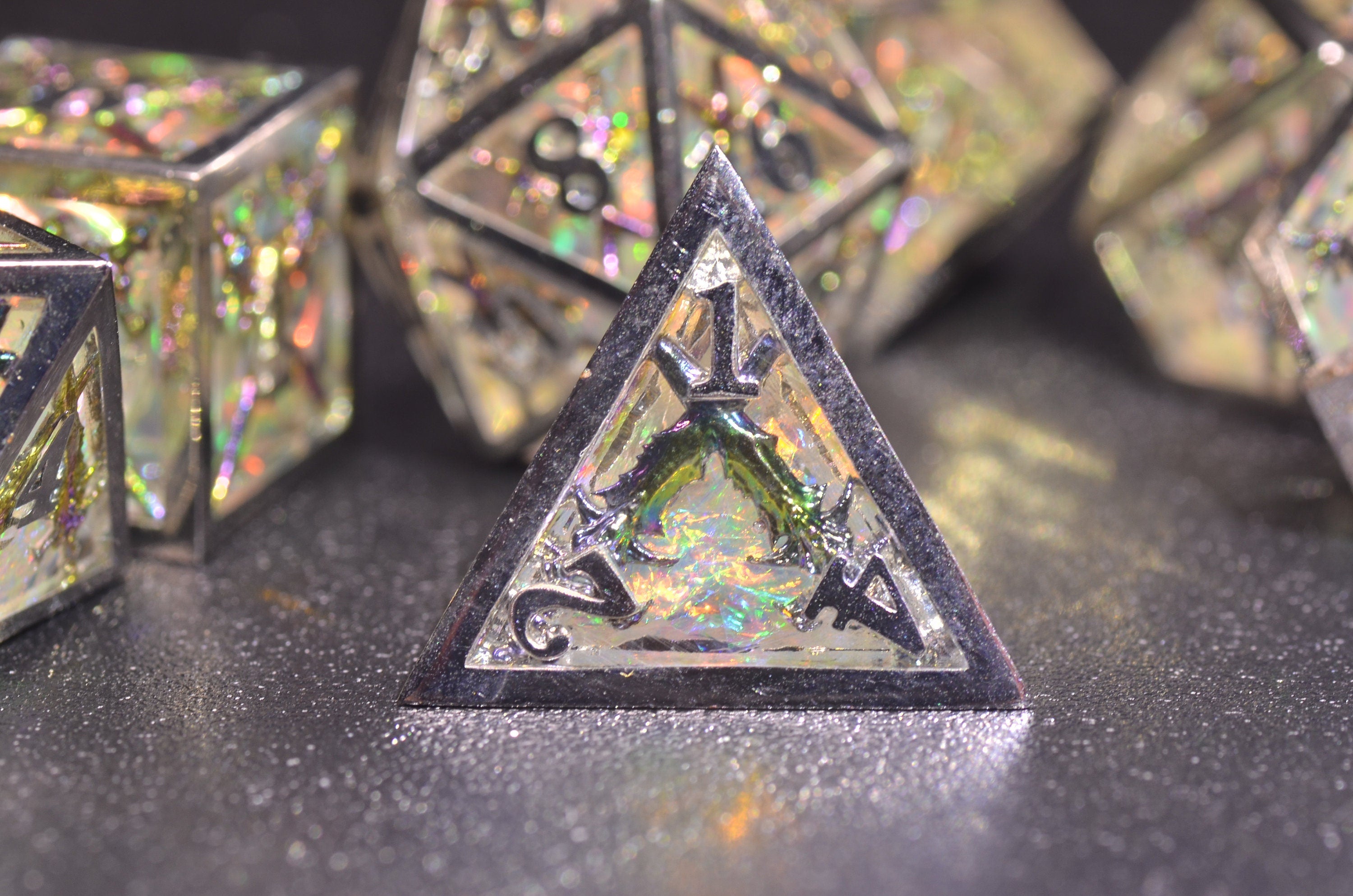 Paladin Sword DND dice, illusion resin metal dice set,Sharp Edge Polyhedral Dice ,D&D metal weighted dice for barbarian, Fighter,Knight GIFT