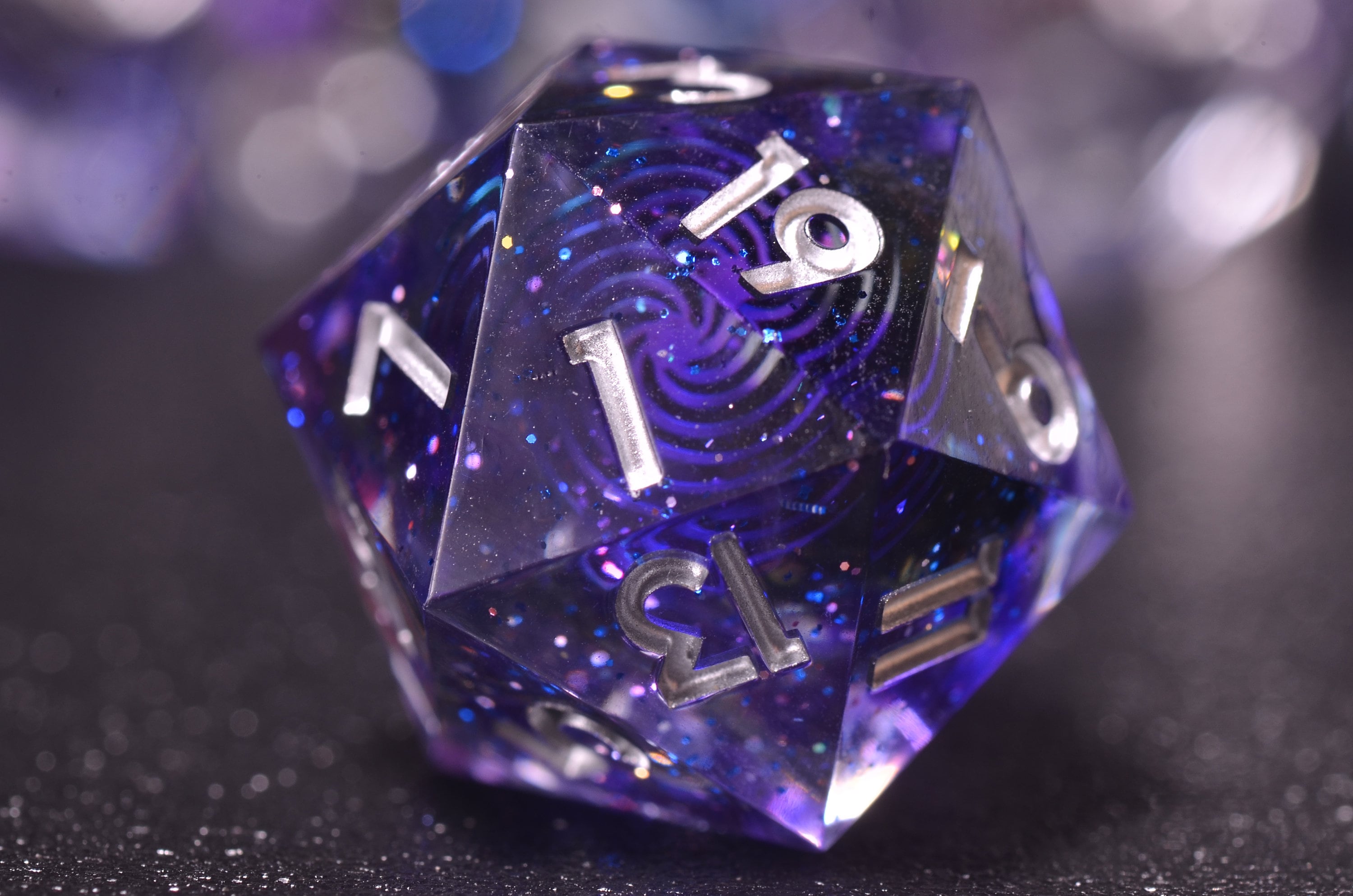 Galaxy DND Dice set,D&D space dice,Sharp Edge star dice Purple celestial dice,Dungeons and Dragons Polyhedral dice,handmade dice GIFT