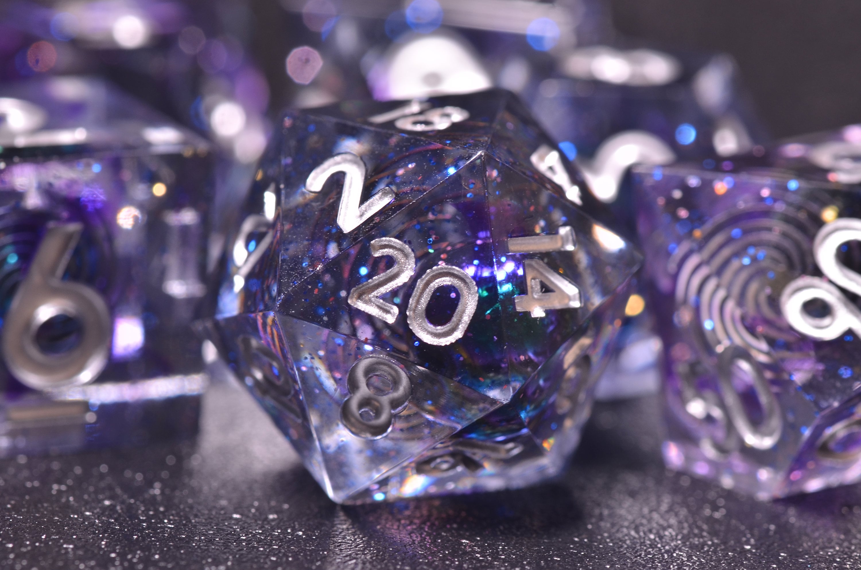 Galaxy DND Dice set,D&D space dice,Sharp Edge star dice Purple celestial dice,Dungeons and Dragons Polyhedral dice,handmade dice GIFT