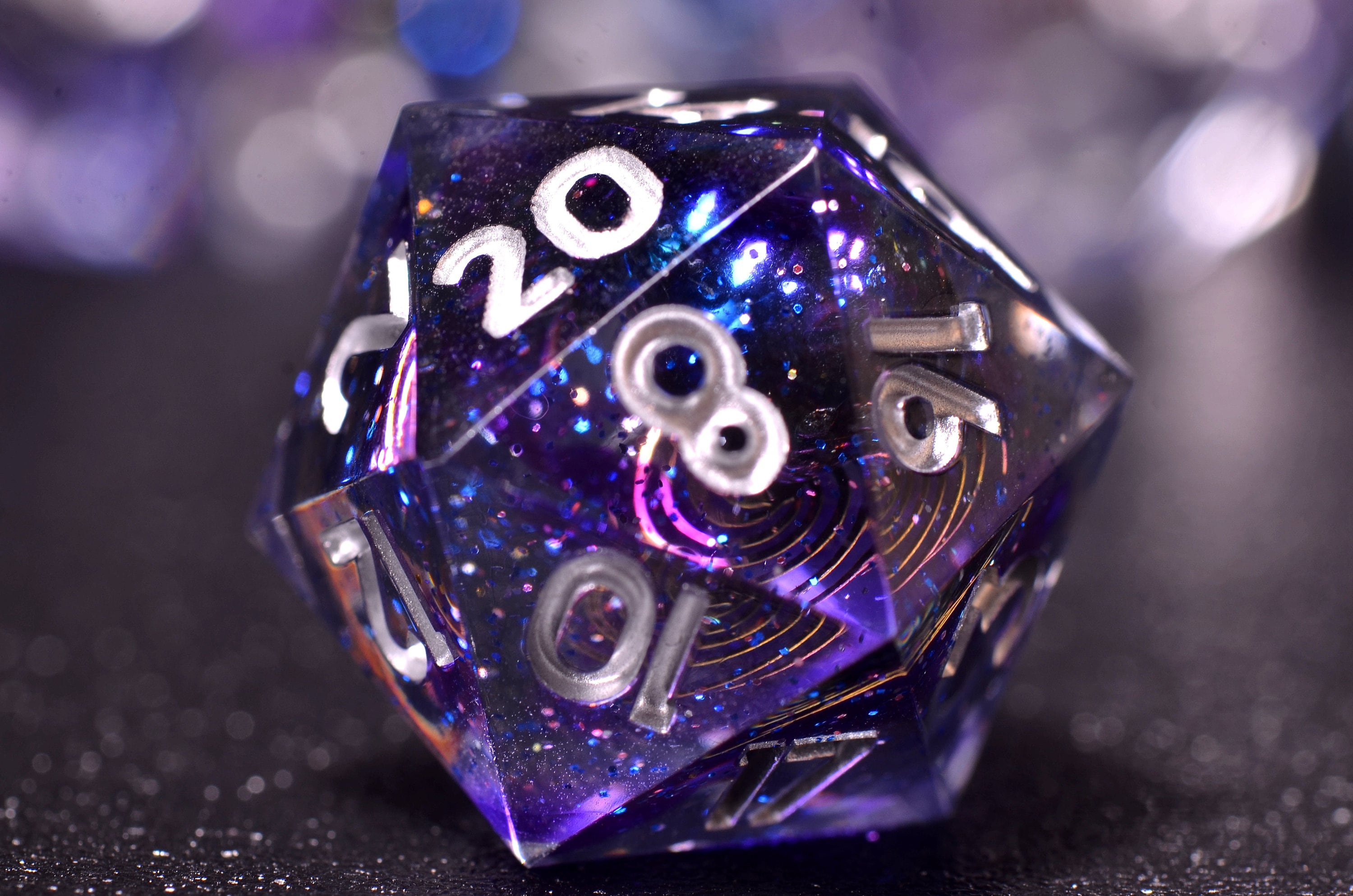 Galaxy DND Dice set,D&D space dice,Sharp Edge star dice Purple celestial dice,Dungeons and Dragons Polyhedral dice,handmade dice GIFT