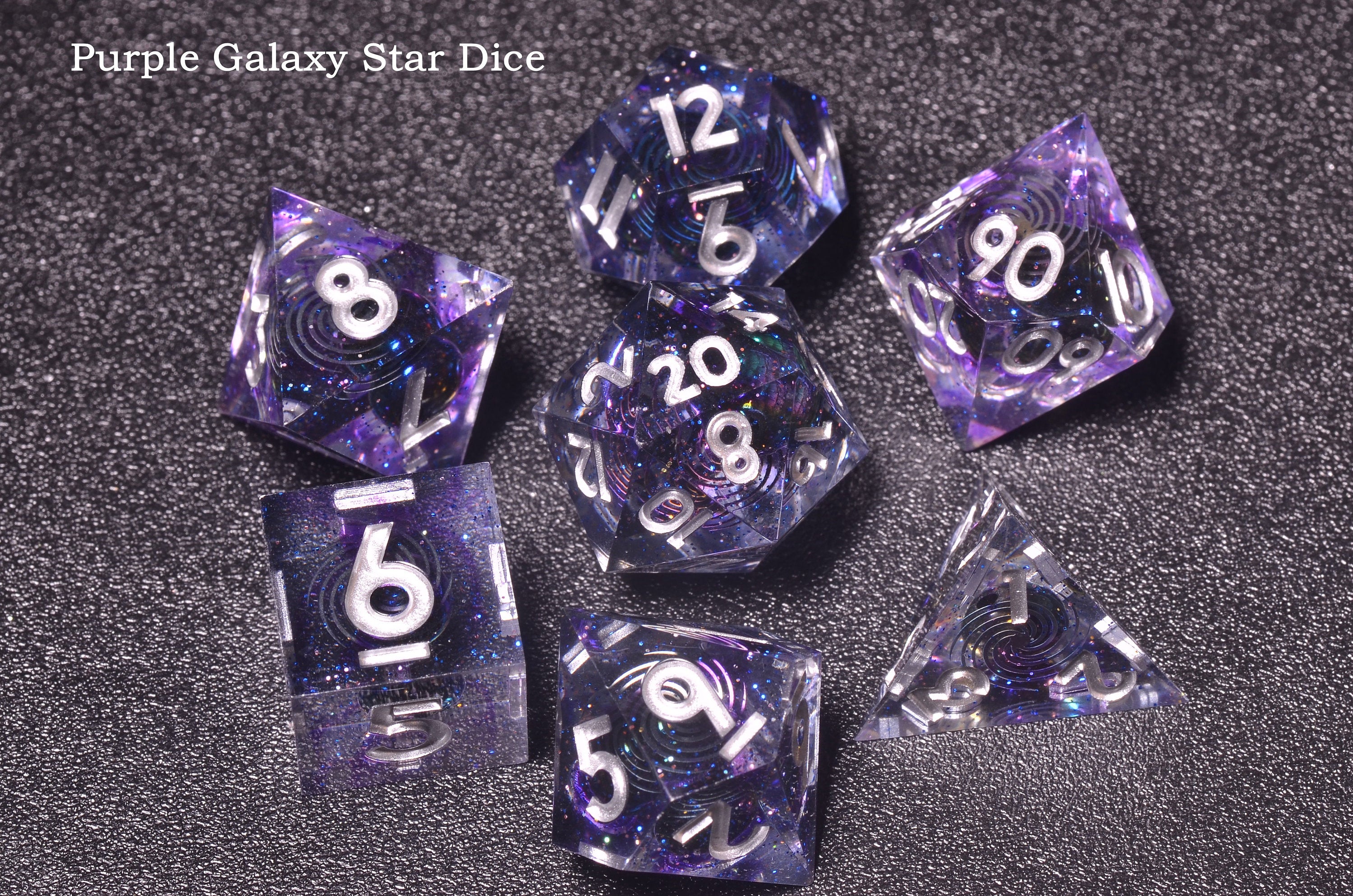 Cosmic starlight DND dice , Galaxy Space Sharp Edge dice set,Blue liquid core dice,D&D polyhedral Resin dice,Handmade dice GIFT