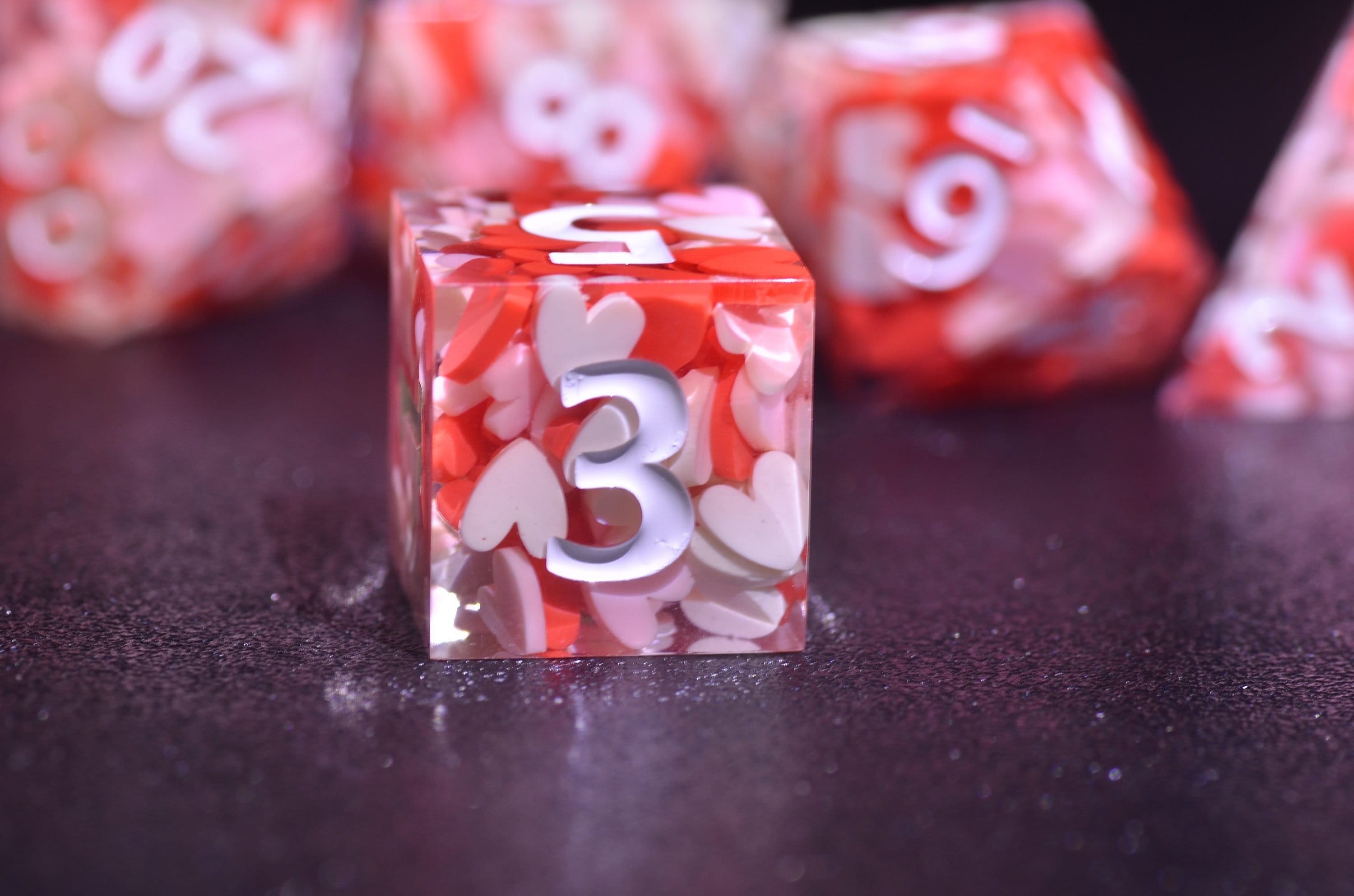 Red Heart DND Dice Set - Polyhedral Sharp Edge Resin Dice for Dungeons and Dragons