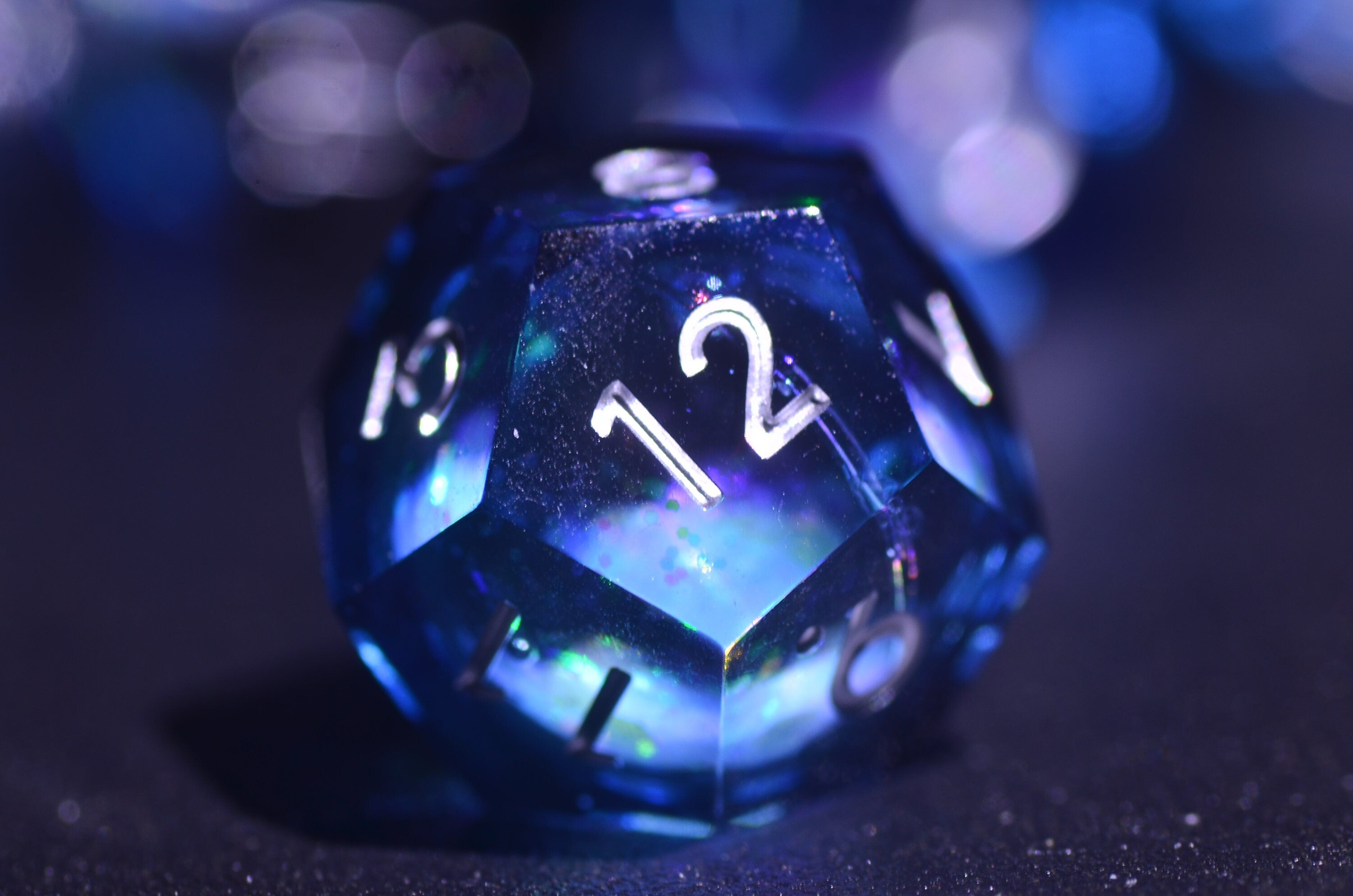Dark blueLiquid Core Dice Set,Mystic Depths Dice,DND Sharp Edge dice, Dungeons and Dragons Polyhedral RPG Dice for Tabletop Gaming