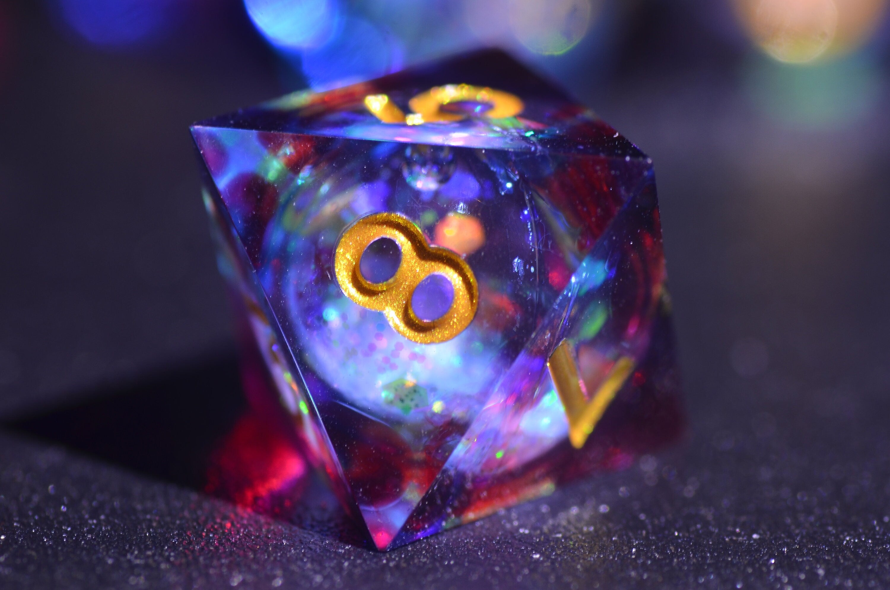 Blood Red Cyber Liquid Core Dice set ,DND Liquid Core dice,D&D Sharp Edge resin dice,Dungeons and Dragons Polyhedral RPG Dice