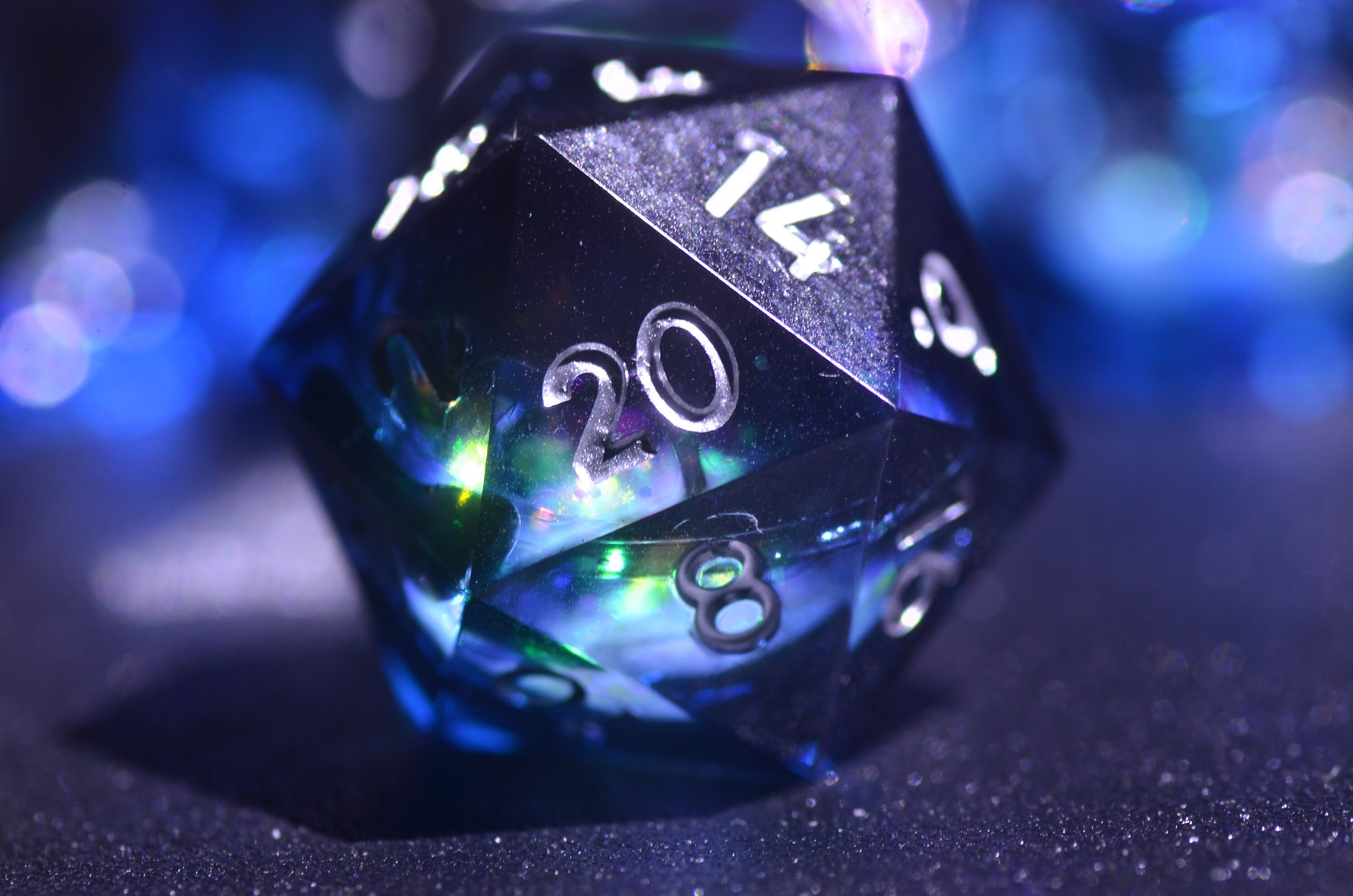 Dark blueLiquid Core Dice Set,Mystic Depths Dice,DND Sharp Edge dice, Dungeons and Dragons Polyhedral RPG Dice for Tabletop Gaming