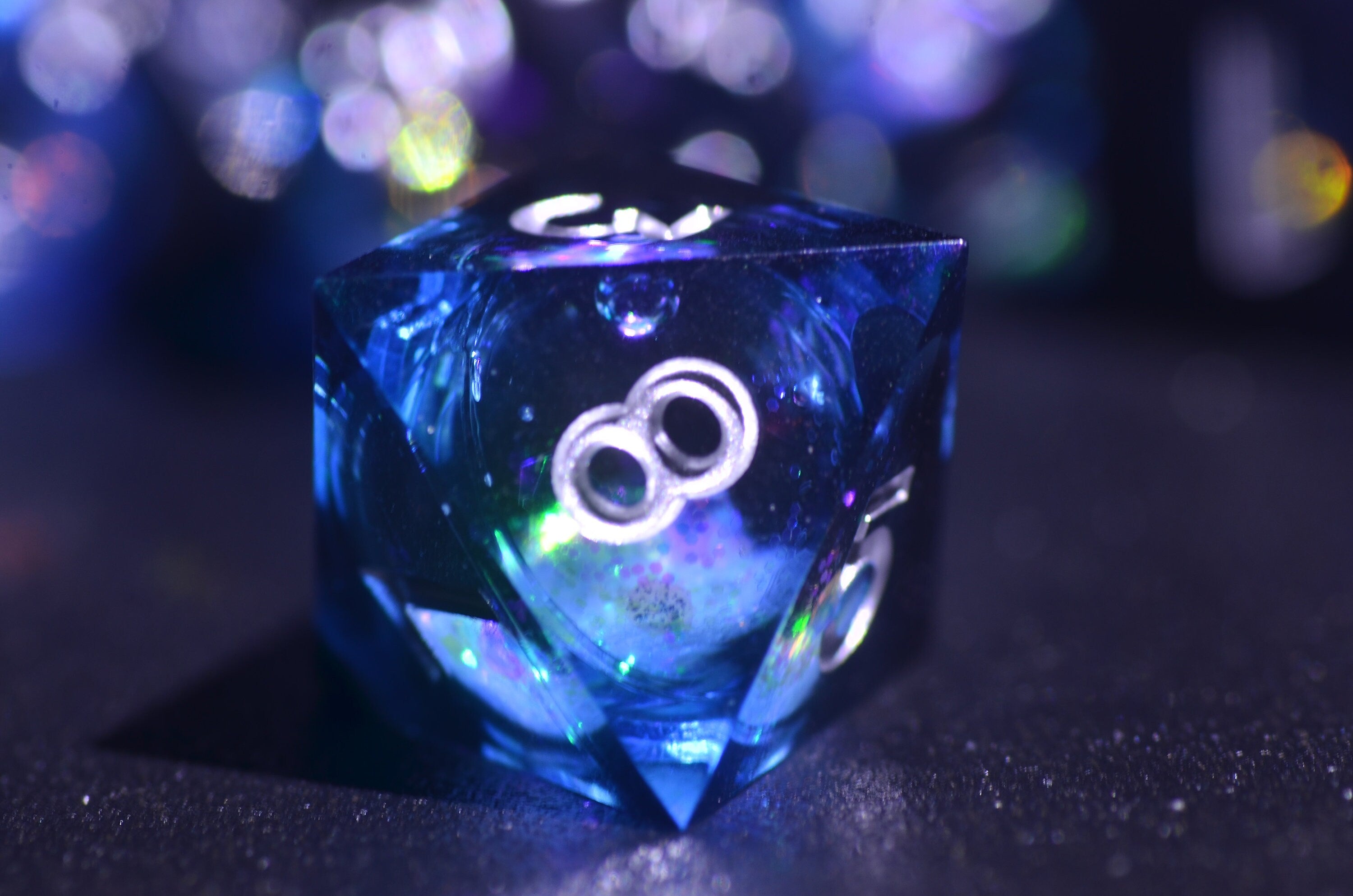 Dark blueLiquid Core Dice Set,Mystic Depths Dice,DND Sharp Edge dice, Dungeons and Dragons Polyhedral RPG Dice for Tabletop Gaming