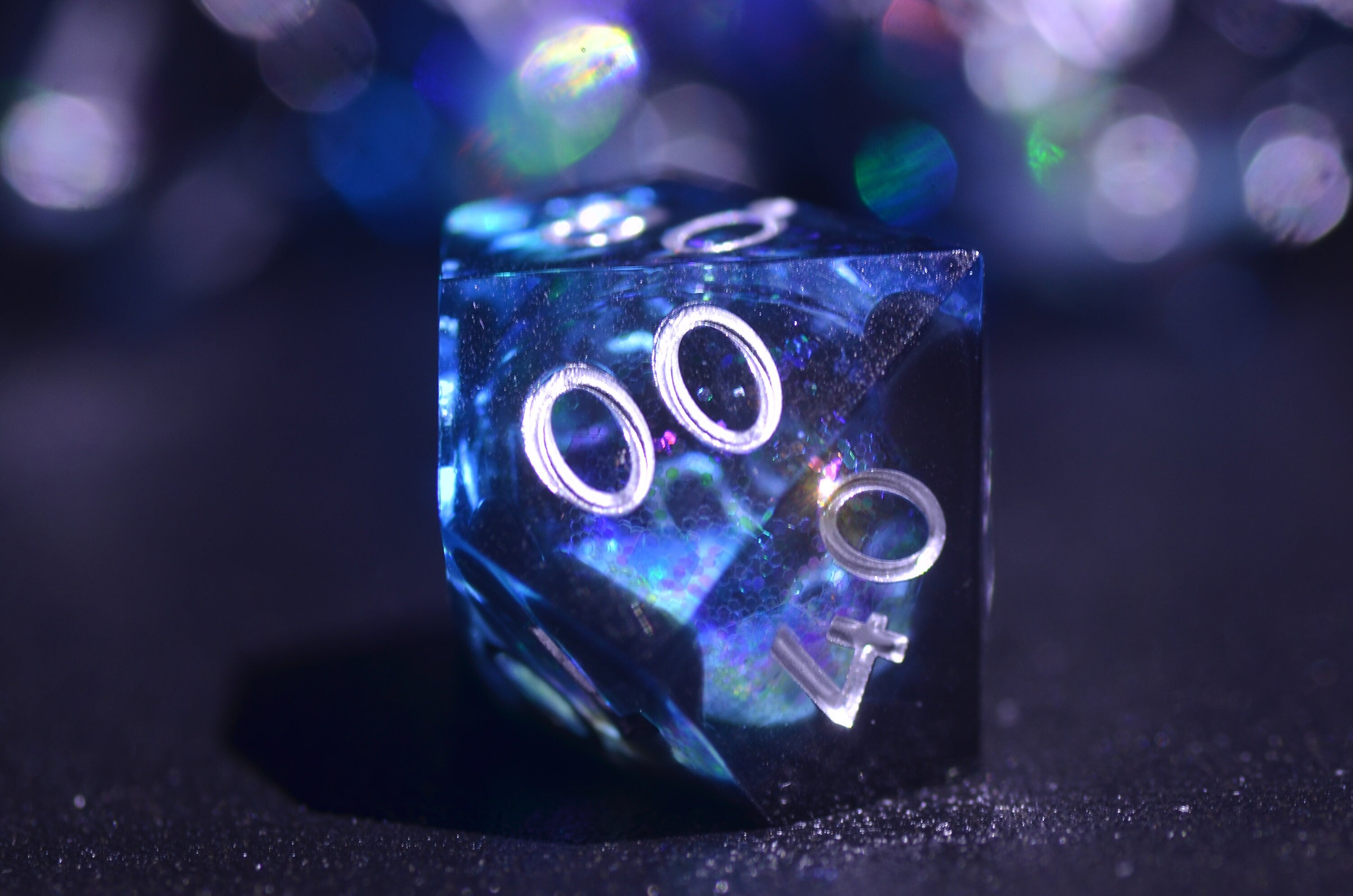 Dark blueLiquid Core Dice Set,Mystic Depths Dice,DND Sharp Edge dice, Dungeons and Dragons Polyhedral RPG Dice for Tabletop Gaming