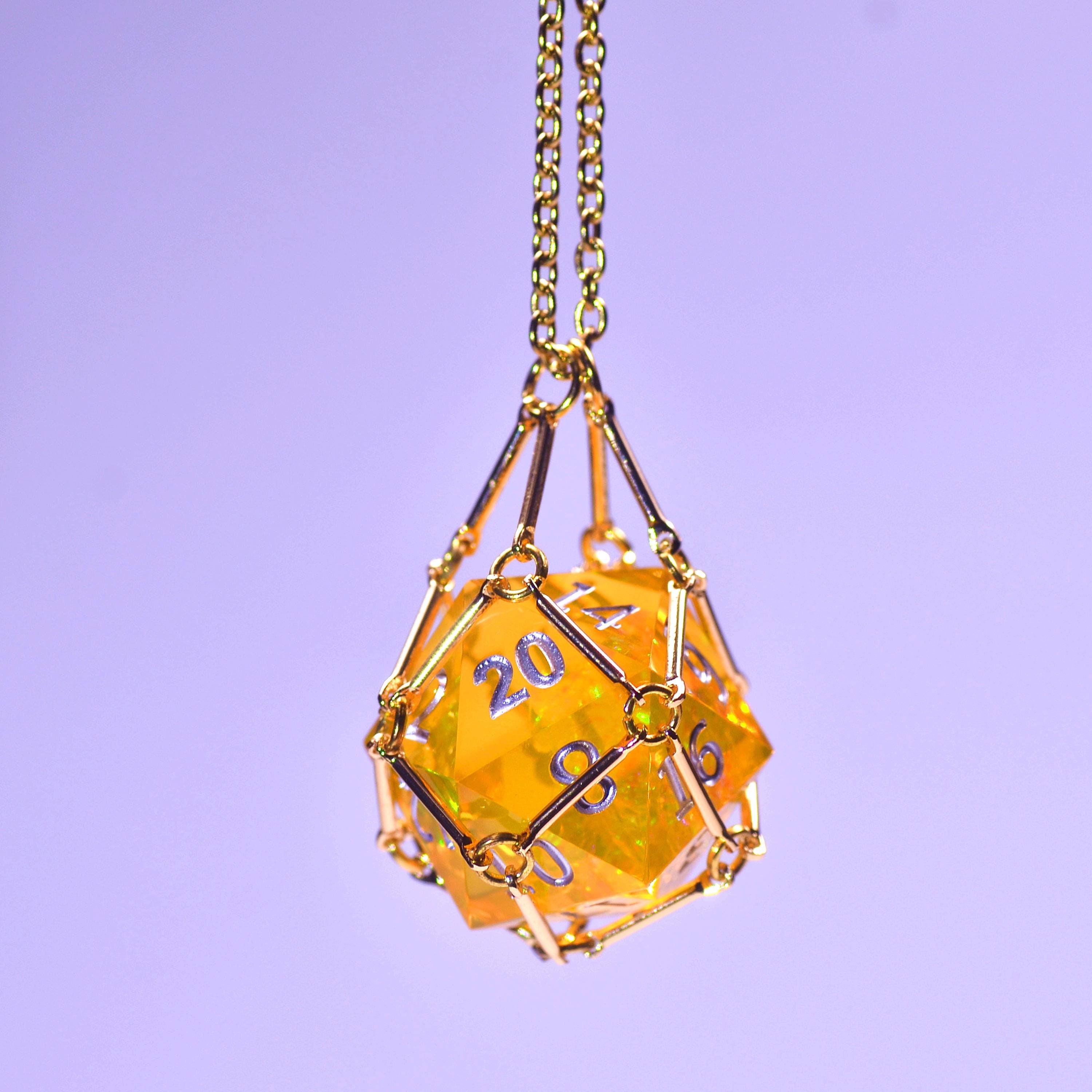 Dice cage Necklace, D20 Dice Necklace ,18k gold plated cage necklace,d20 pendant,DND BraceletValentine's Day DND jewelry Gift