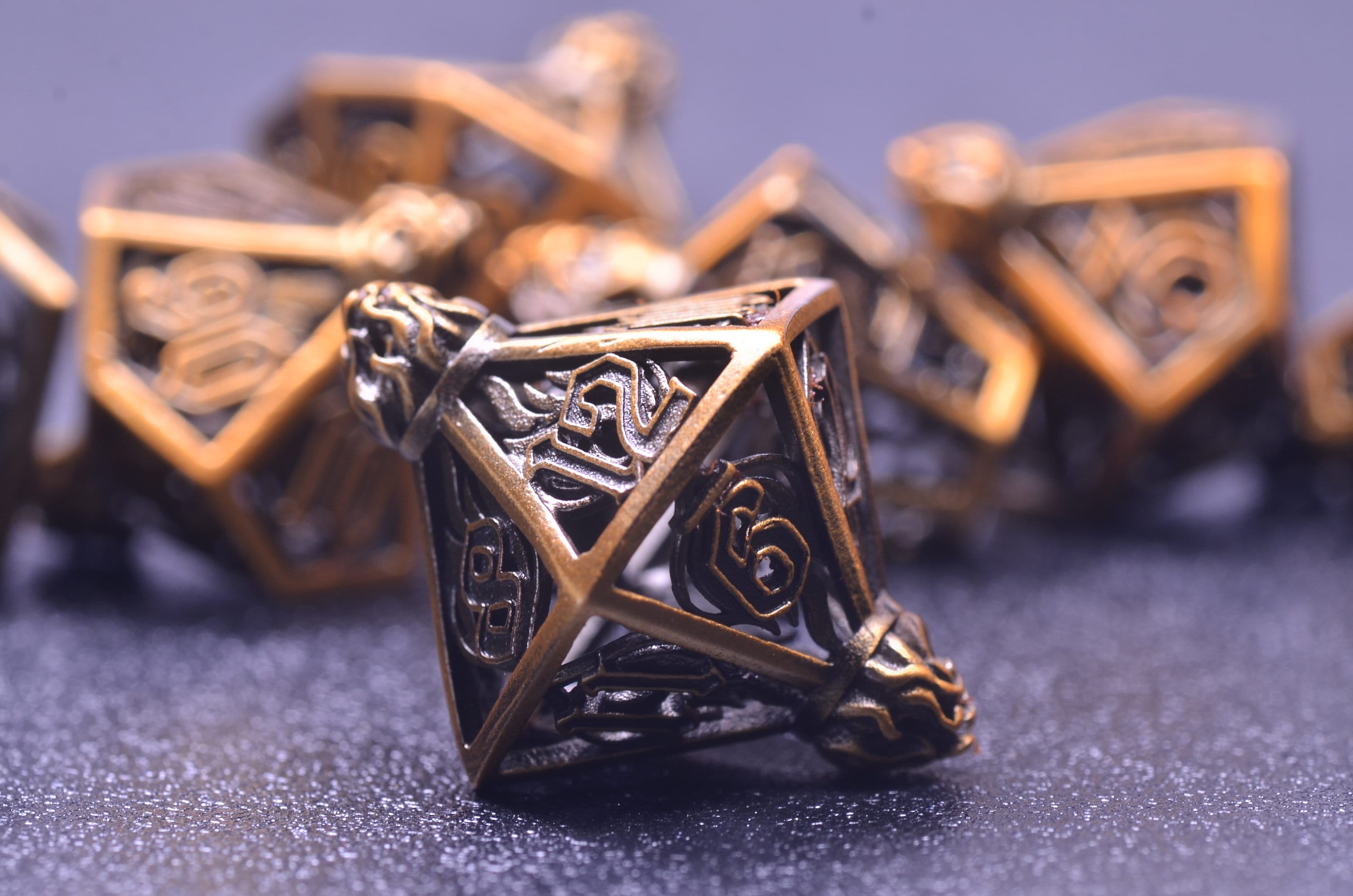 Flame Gyro DND Dice set, Steampunk dnd dice, Hollow metal dice Dwarf Artisan Dice Balanced D&D 5e metal dice ,Unique Dice Gifts