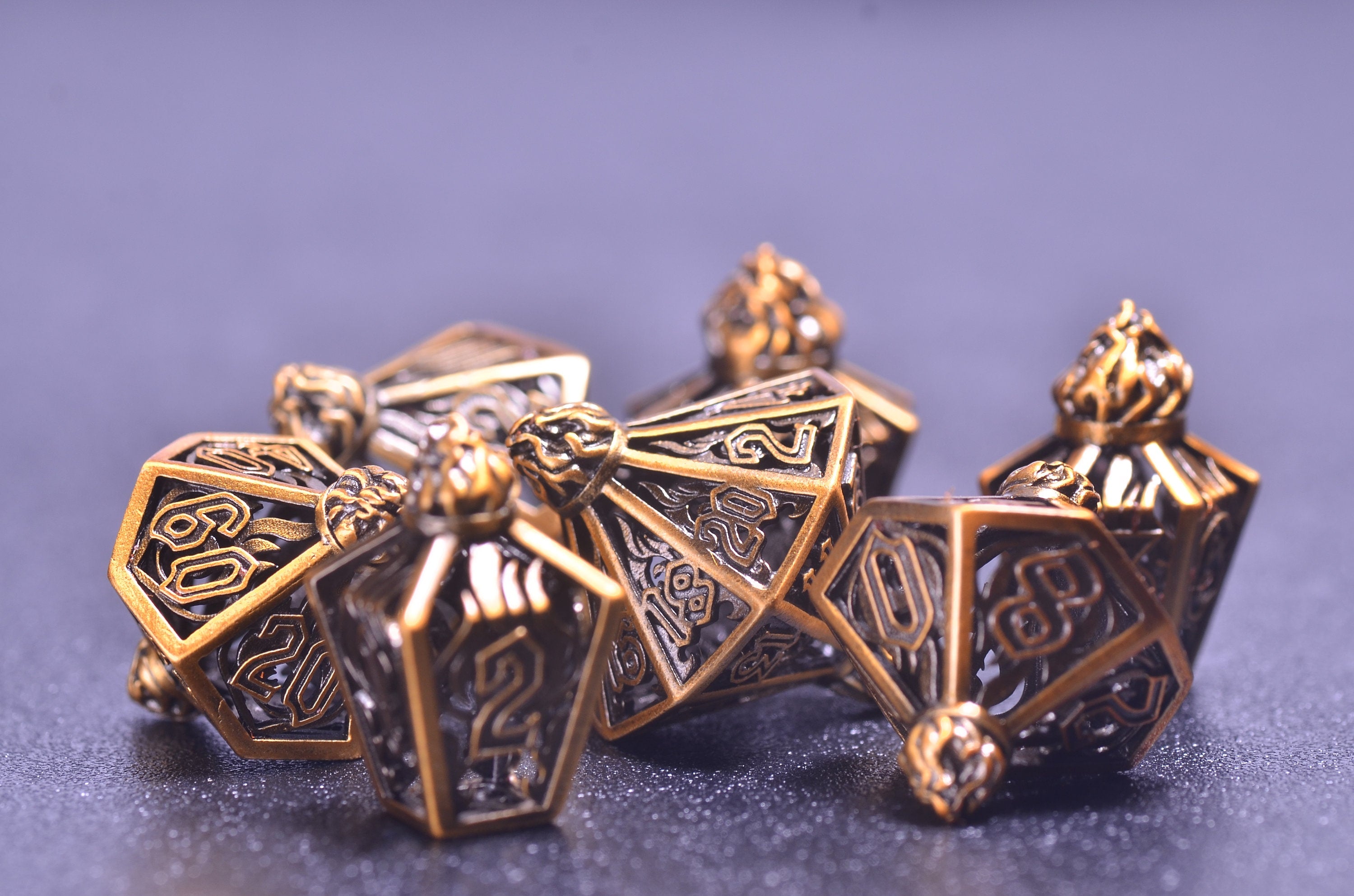 Flame Gyro DND Dice set, Steampunk dnd dice, Hollow metal dice Dwarf Artisan Dice Balanced D&D 5e metal dice ,Unique Dice Gifts