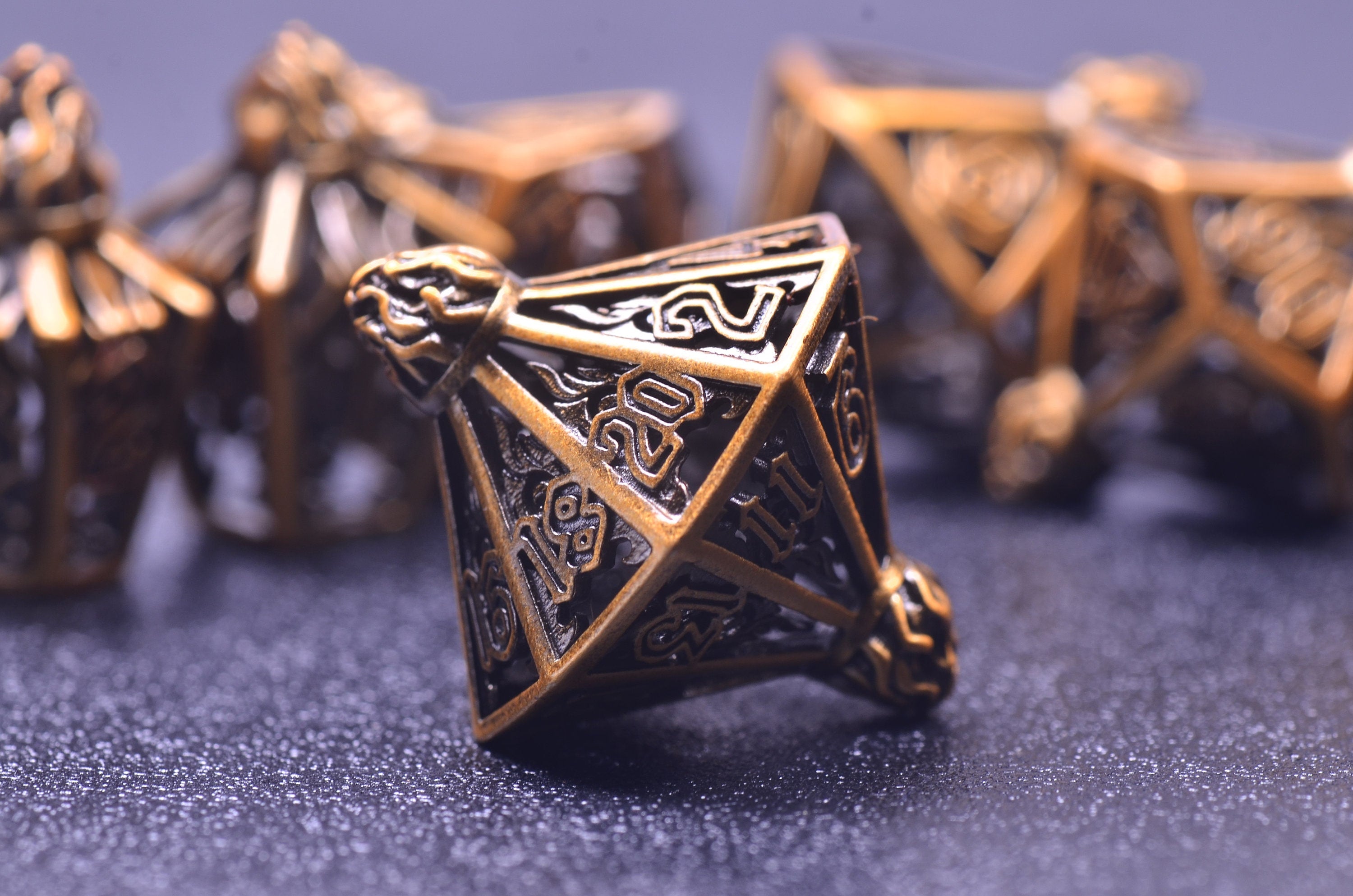 Flame Gyro DND Dice set, Steampunk dnd dice, Hollow metal dice Dwarf Artisan Dice Balanced D&D 5e metal dice ,Unique Dice Gifts