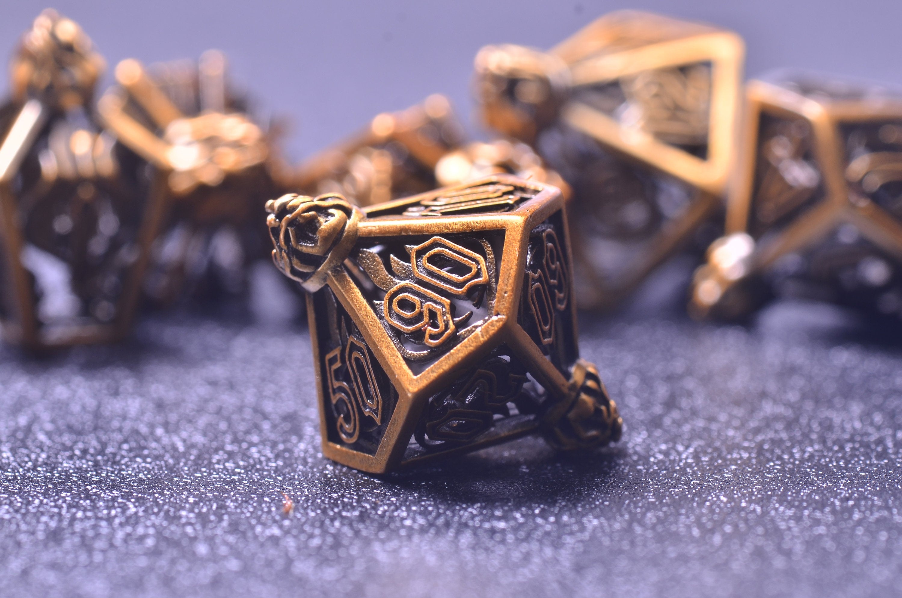 Flame Gyro DND Dice set, Steampunk dnd dice, Hollow metal dice Dwarf Artisan Dice Balanced D&D 5e metal dice ,Unique Dice Gifts