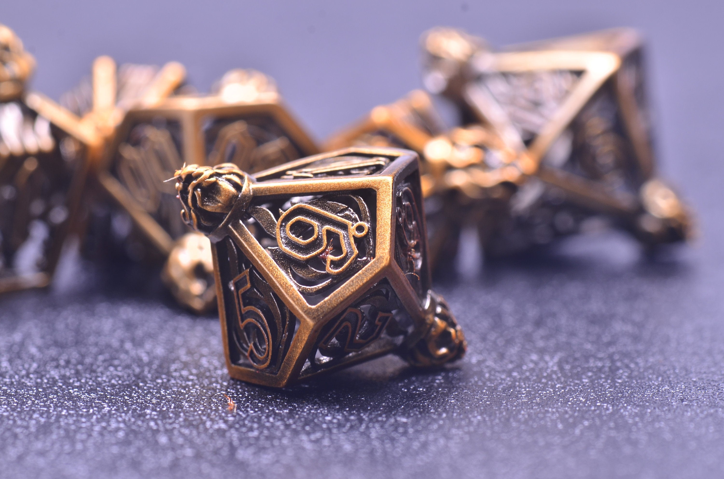 Flame Gyro DND Dice set, Steampunk dnd dice, Hollow metal dice Dwarf Artisan Dice Balanced D&D 5e metal dice ,Unique Dice Gifts