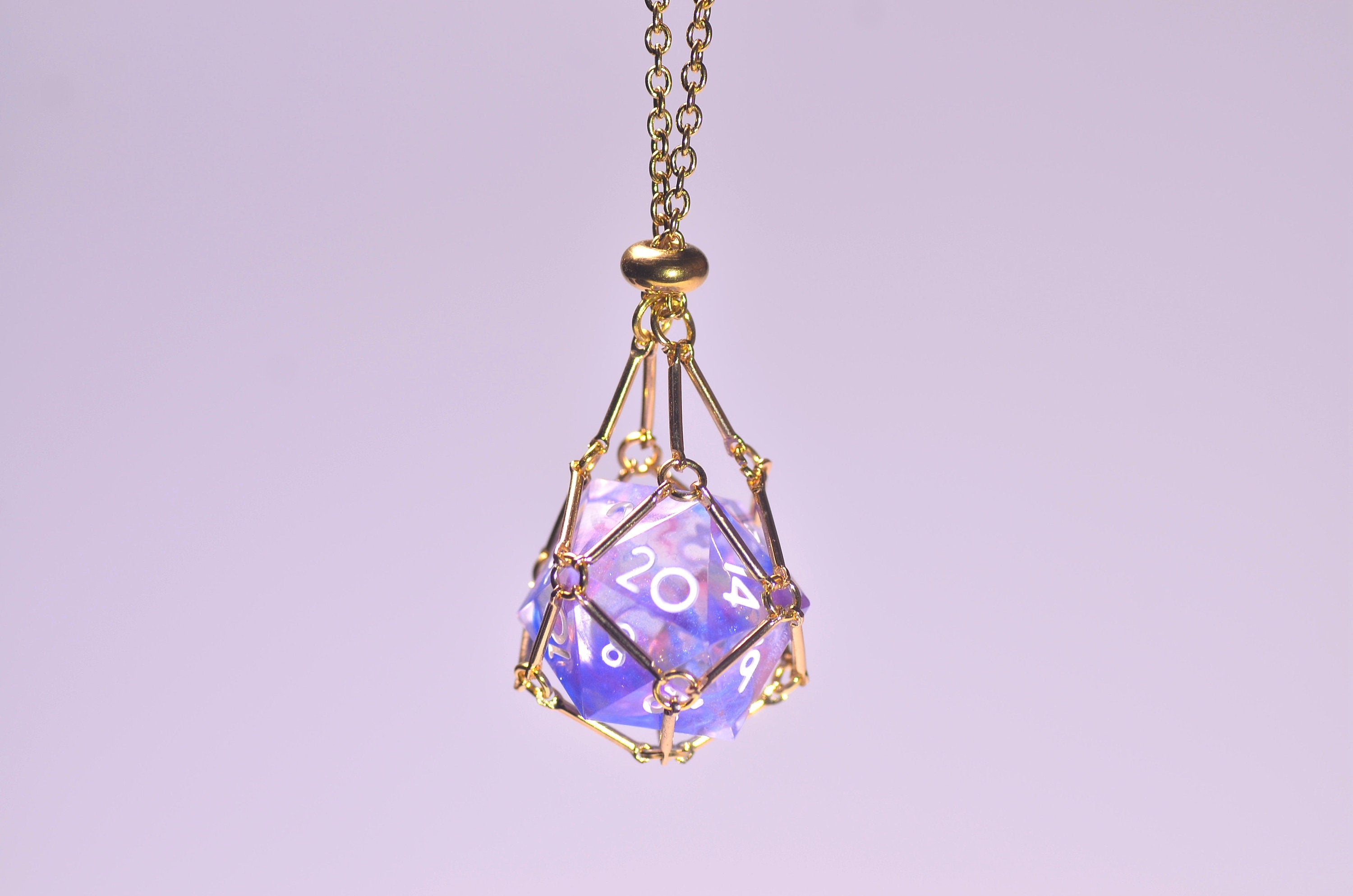 Dice cage Necklace, D20 Dice Necklace ,18k gold plated cage necklace,d20 pendant,DND BraceletValentine's Day DND jewelry Gift