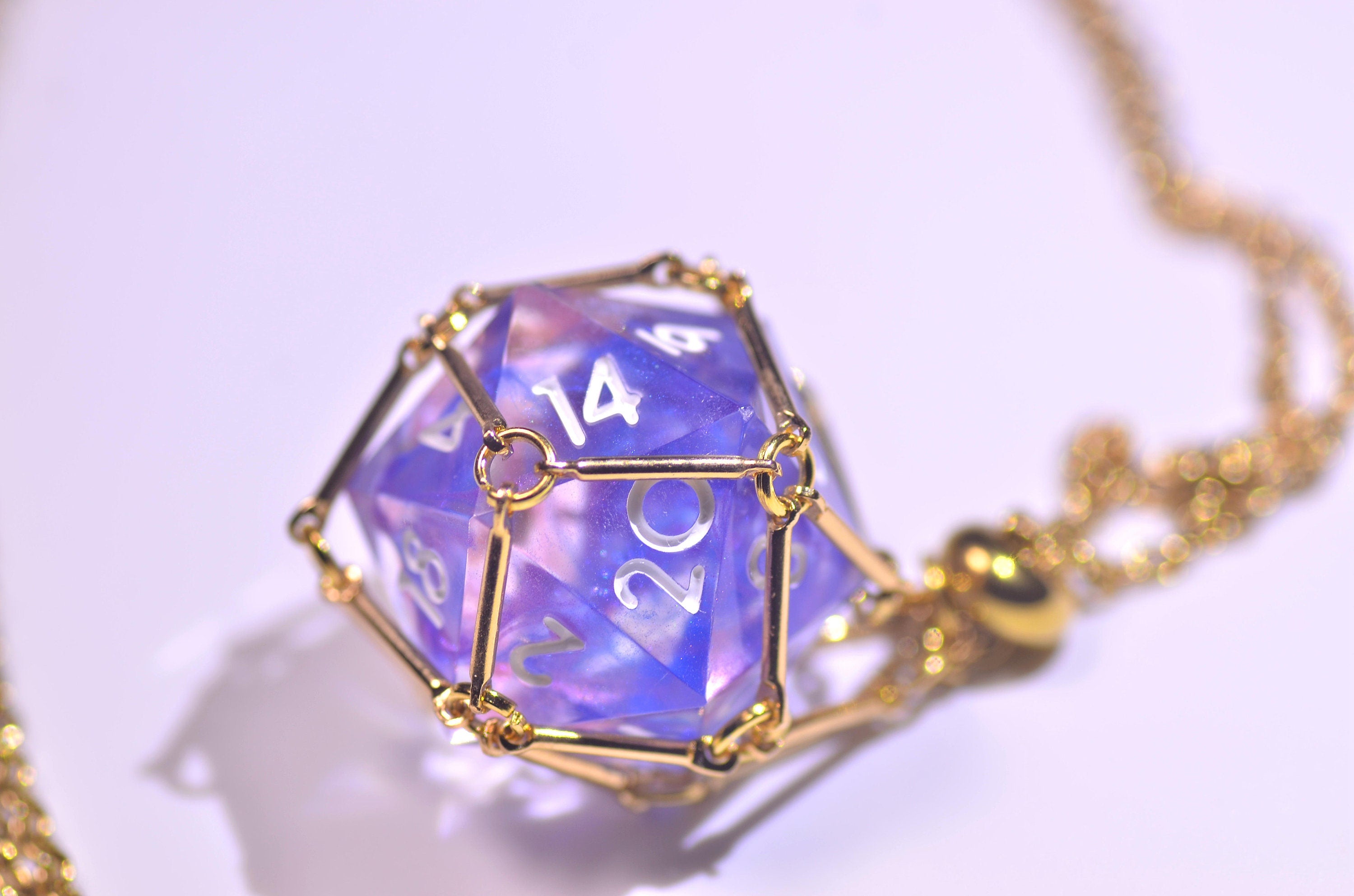 Dice cage Necklace, D20 Dice Necklace ,18k gold plated cage necklace,d20 pendant,DND BraceletValentine's Day DND jewelry Gift