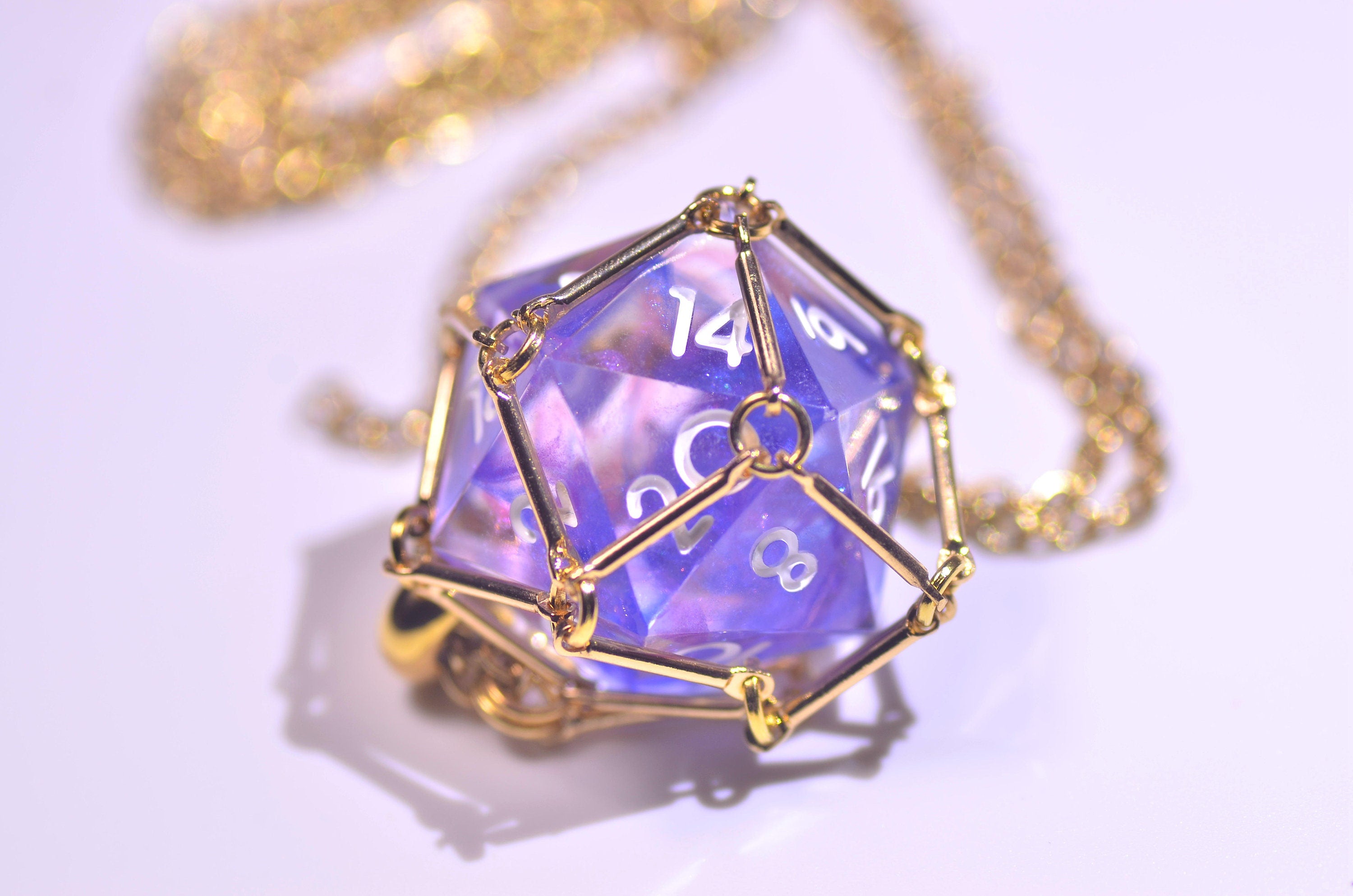 Dice cage Necklace, D20 Dice Necklace ,18k gold plated cage necklace,d20 pendant,DND BraceletValentine's Day DND jewelry Gift