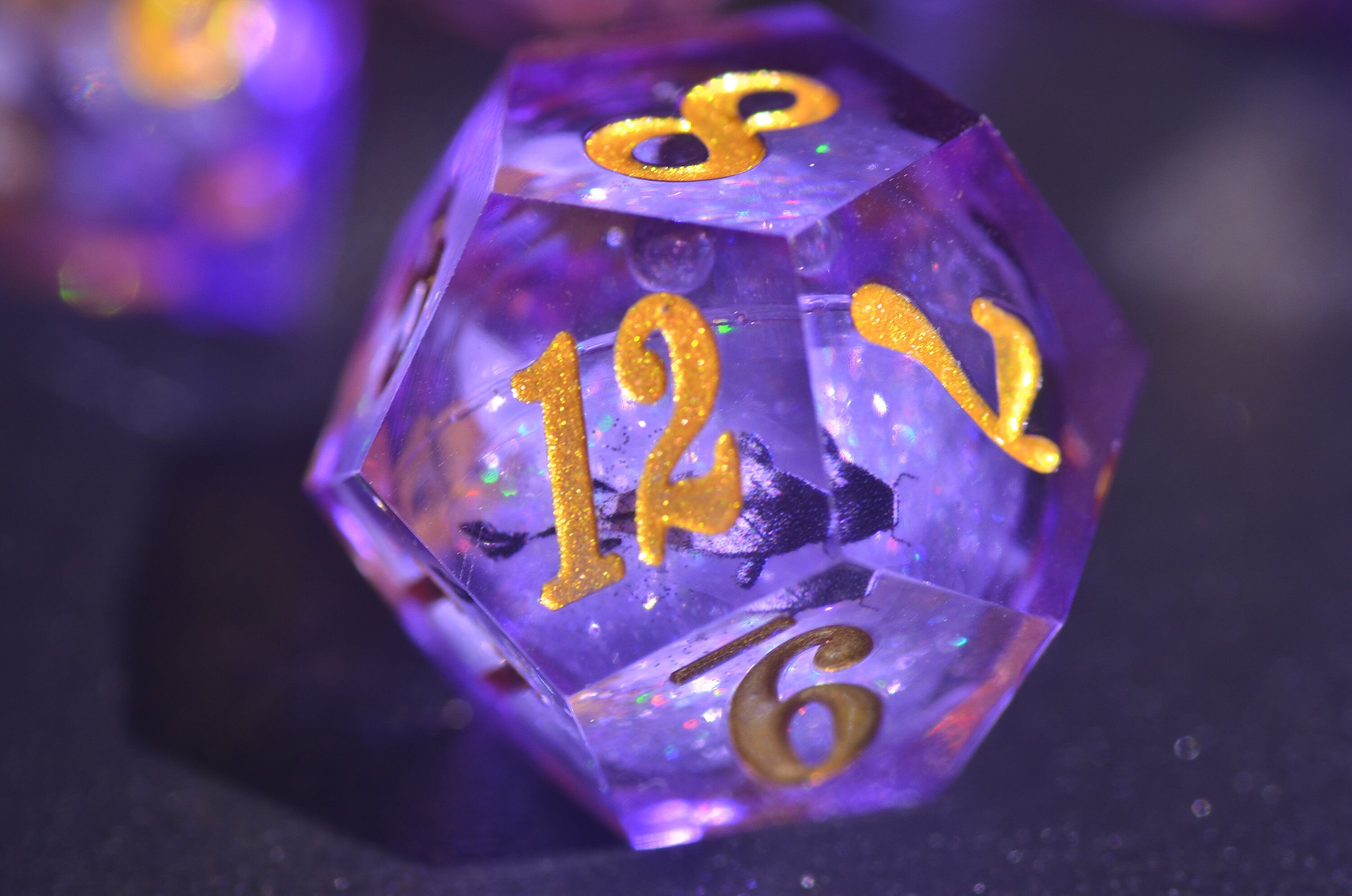 Purple Liquid Core Koi Dice set ,DND Lucky Koi dice ,Sharp Edge resin dice,Dungeons and Dragons Polyhedral RPG Dice