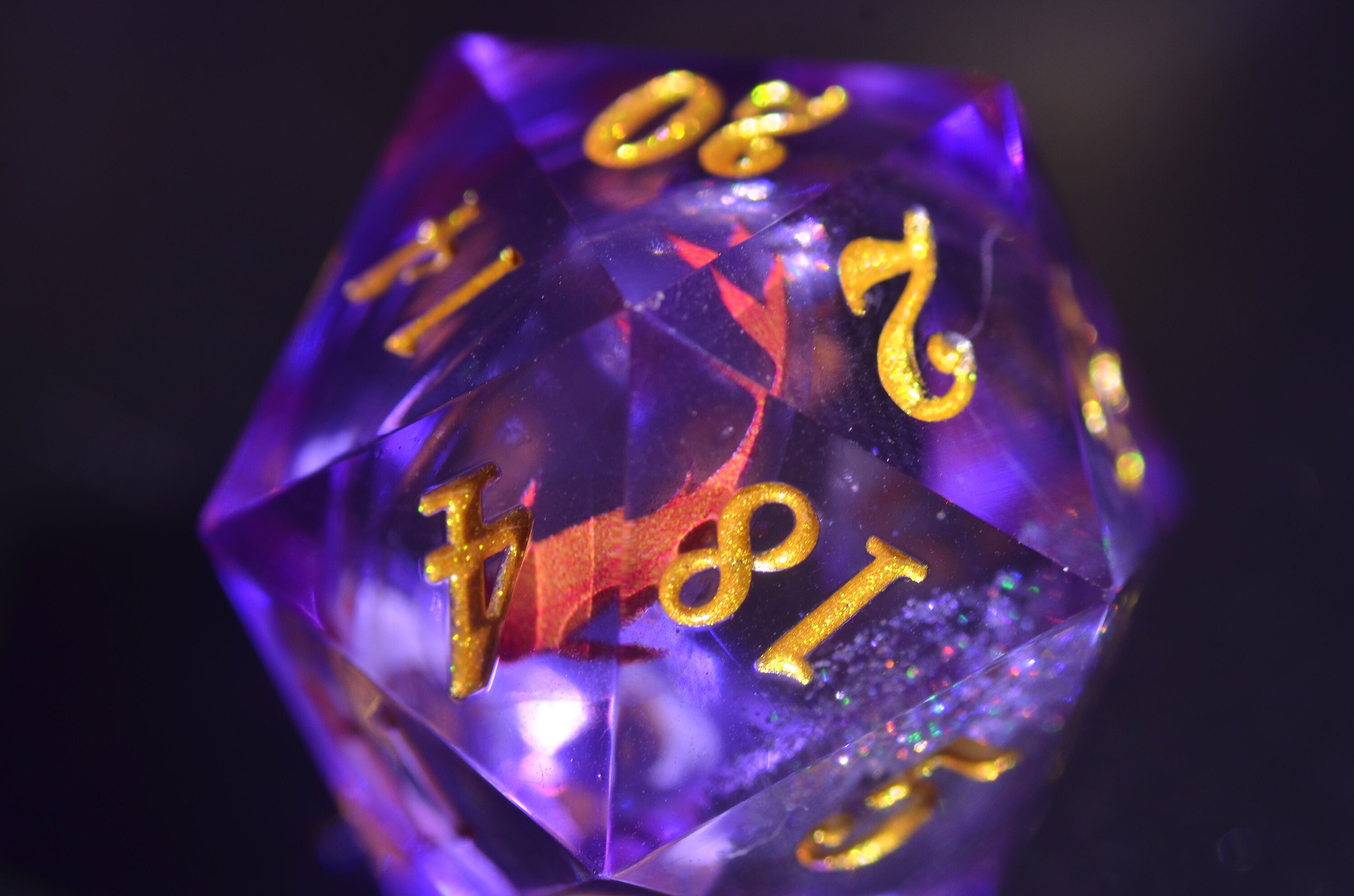 Purple Liquid Core Koi Dice set ,DND Lucky Koi dice ,Sharp Edge resin dice,Dungeons and Dragons Polyhedral RPG Dice