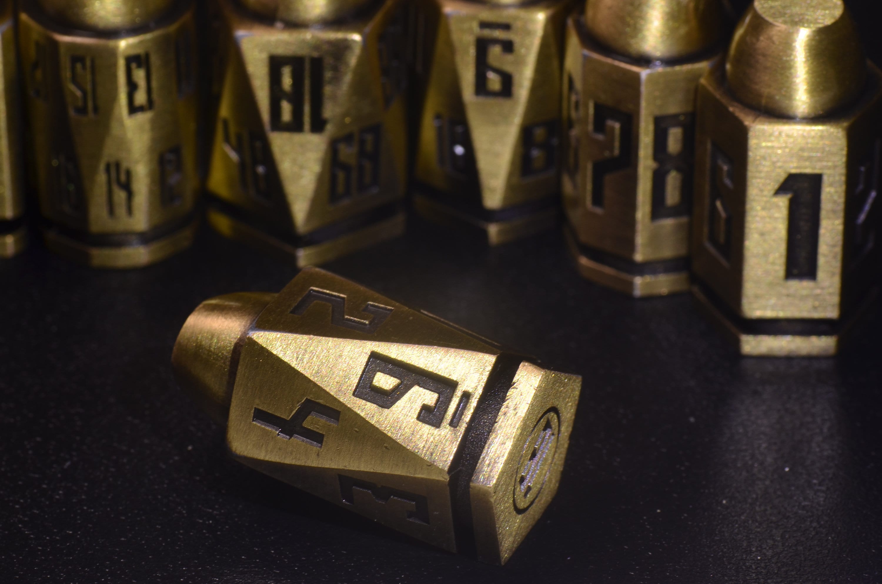 Brass Bullet Dice Set, Full set of bullet dice with D20-D4,Weighted Metal Dice set, Unique Dice, DND Gift