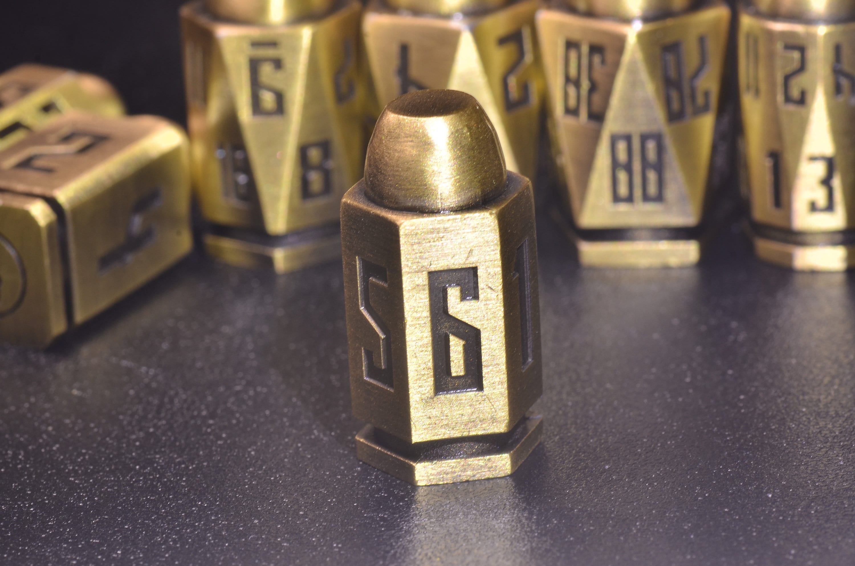Brass Bullet Dice Set, Full set of bullet dice with D20-D4,Weighted Metal Dice set, Unique Dice, DND Gift