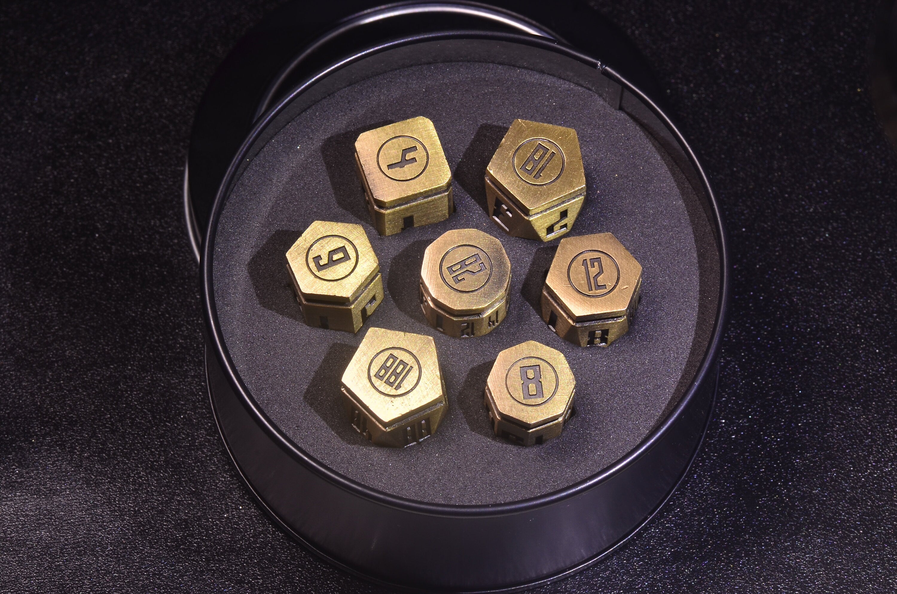 Brass Bullet Dice Set, Full set of bullet dice with D20-D4,Weighted Metal Dice set, Unique Dice, DND Gift