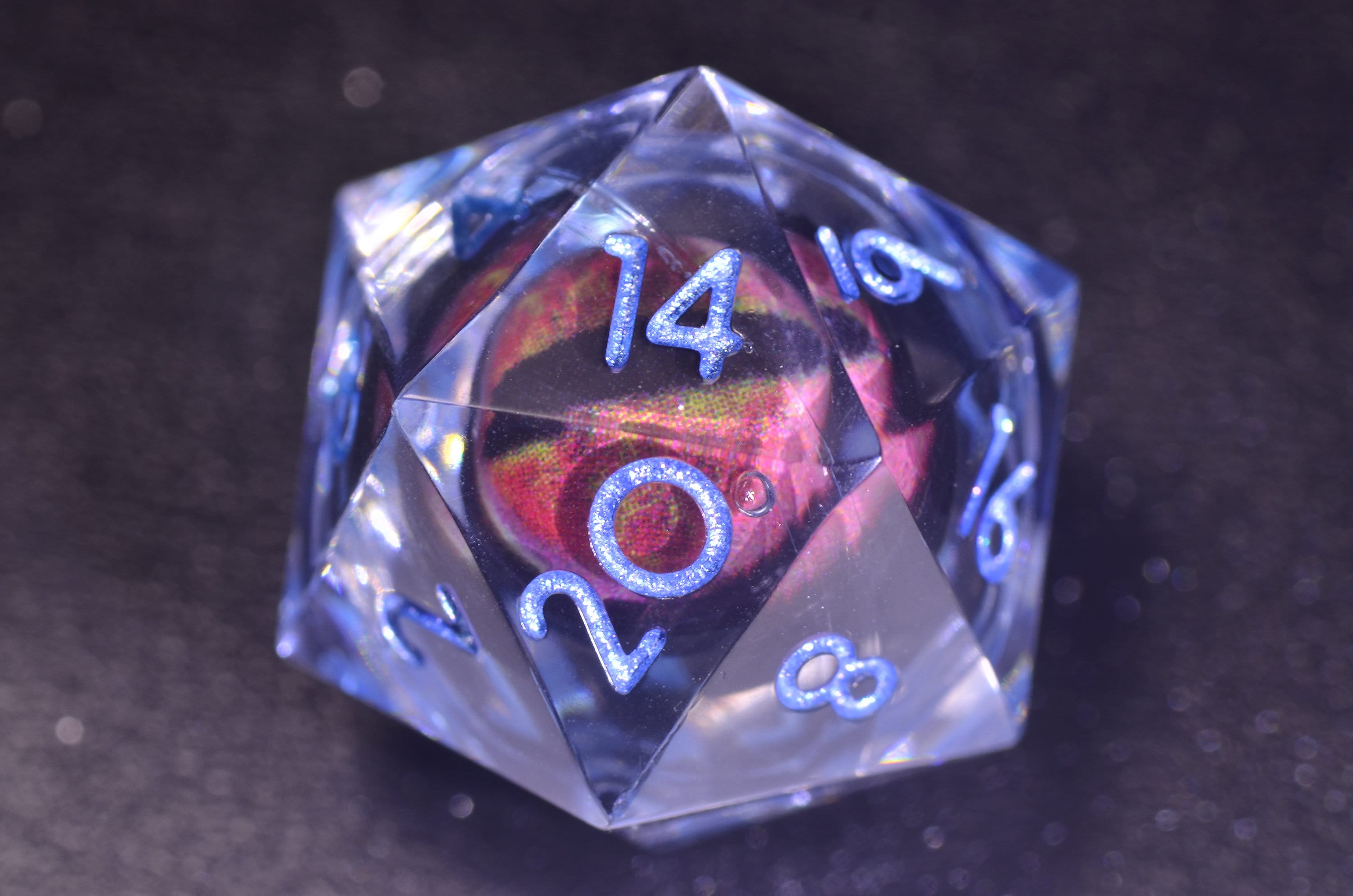 Blue longan dice,DnD liquid core dice set,DnD dice with dragon inside ,DND gift,D&D Sharp Edge resin dice ,Dragon eye dice set