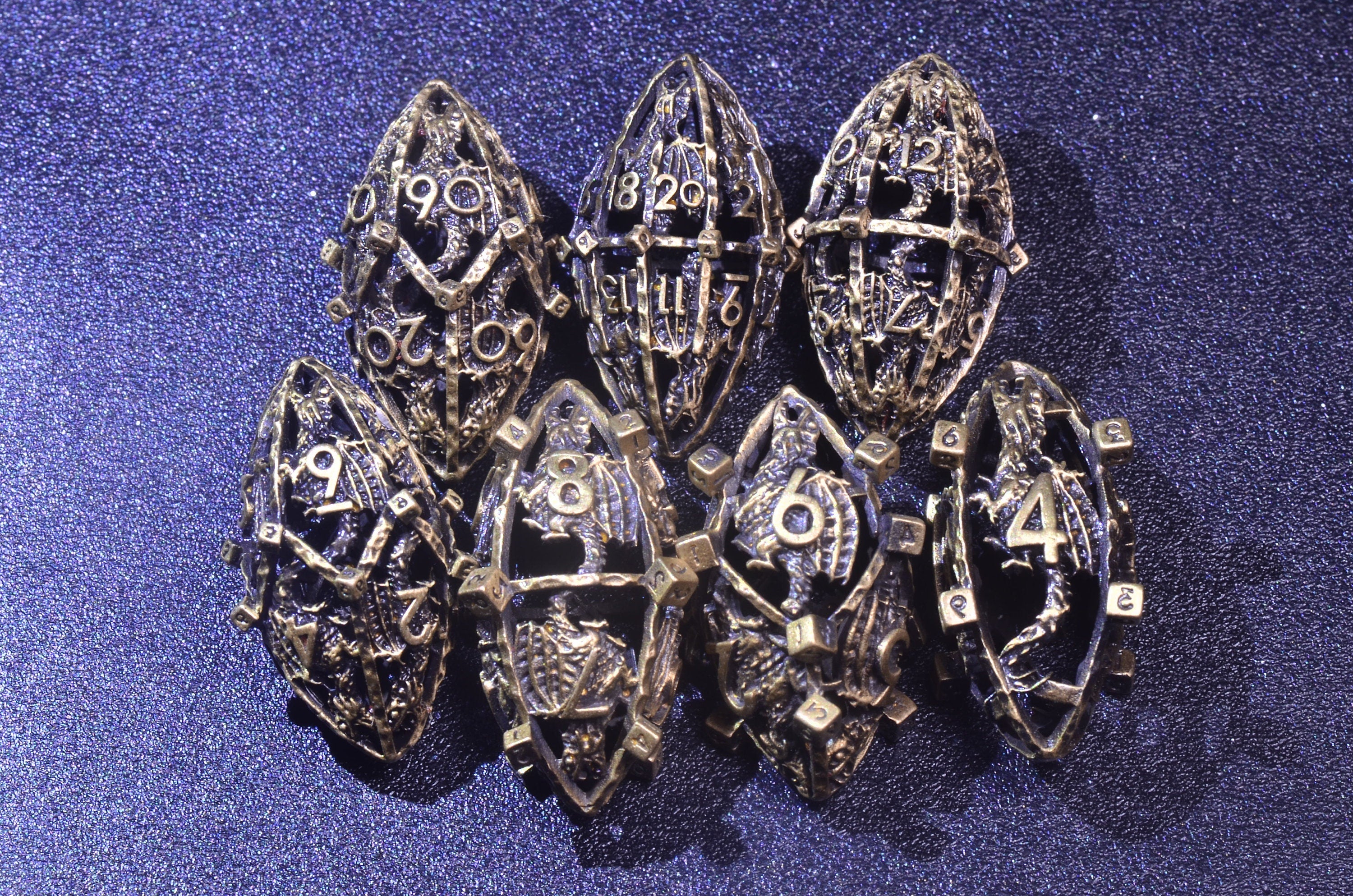 Dragon Egg Dice set,Hollowed Metal dragon dnd dice Oval Rugby Metal dice, Dwarf Artisan Dice ,Balanced D&D 5e metal dice Unique Dice Gift