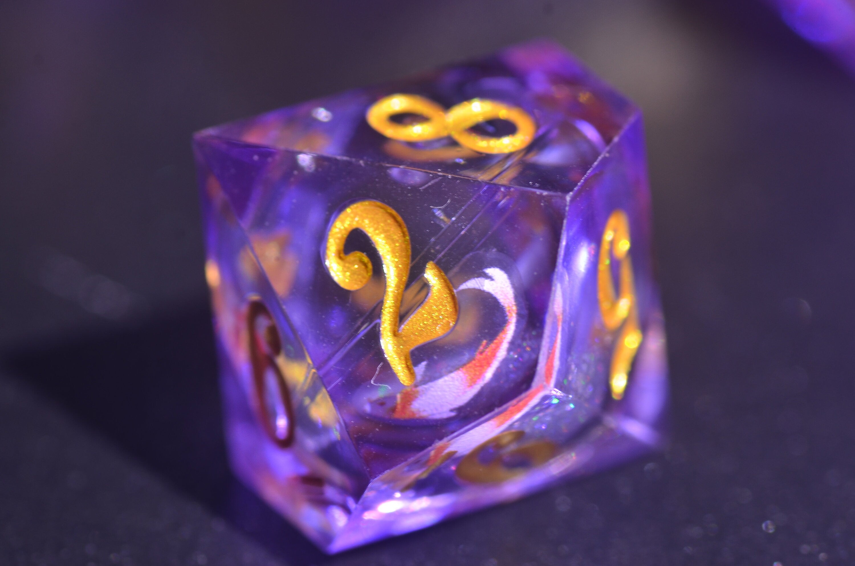 Purple Liquid Core Koi Dice set ,DND Lucky Koi dice ,Sharp Edge resin dice,Dungeons and Dragons Polyhedral RPG Dice