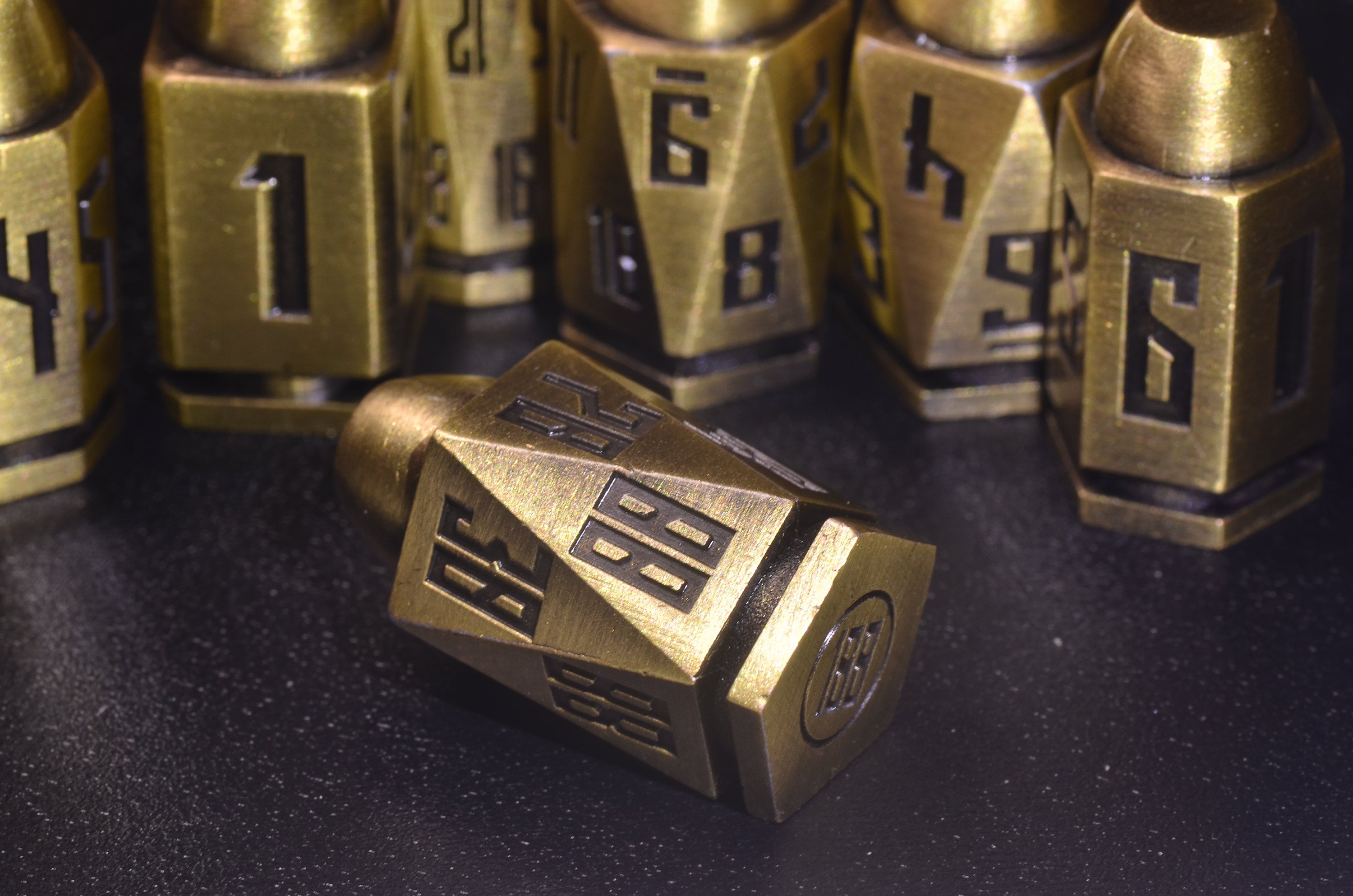 Brass Bullet Dice Set, Full set of bullet dice with D20-D4,Weighted Metal Dice set, Unique Dice, DND Gift