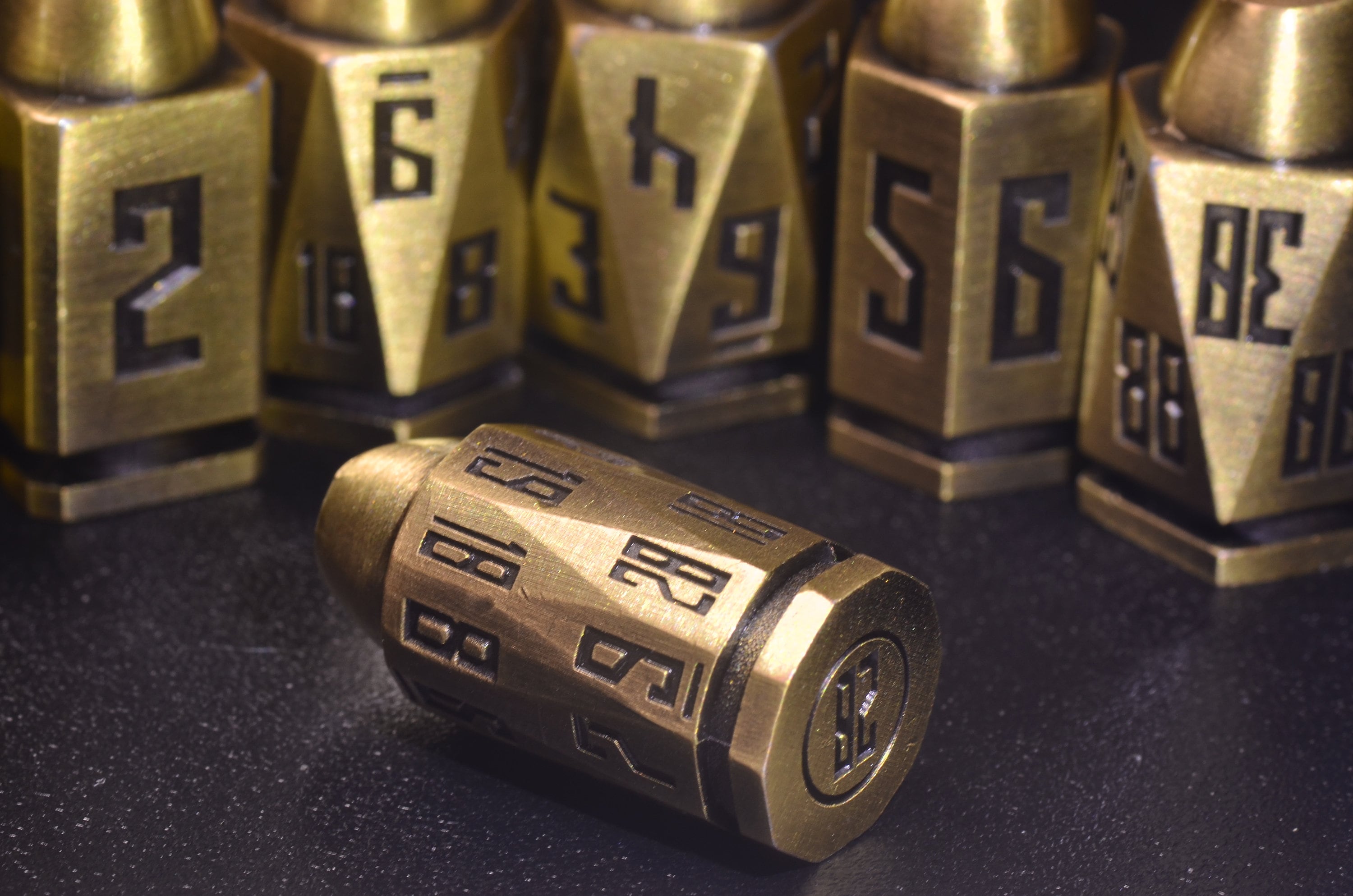 Brass Bullet Dice Set, Full set of bullet dice with D20-D4,Weighted Metal Dice set, Unique Dice, DND Gift