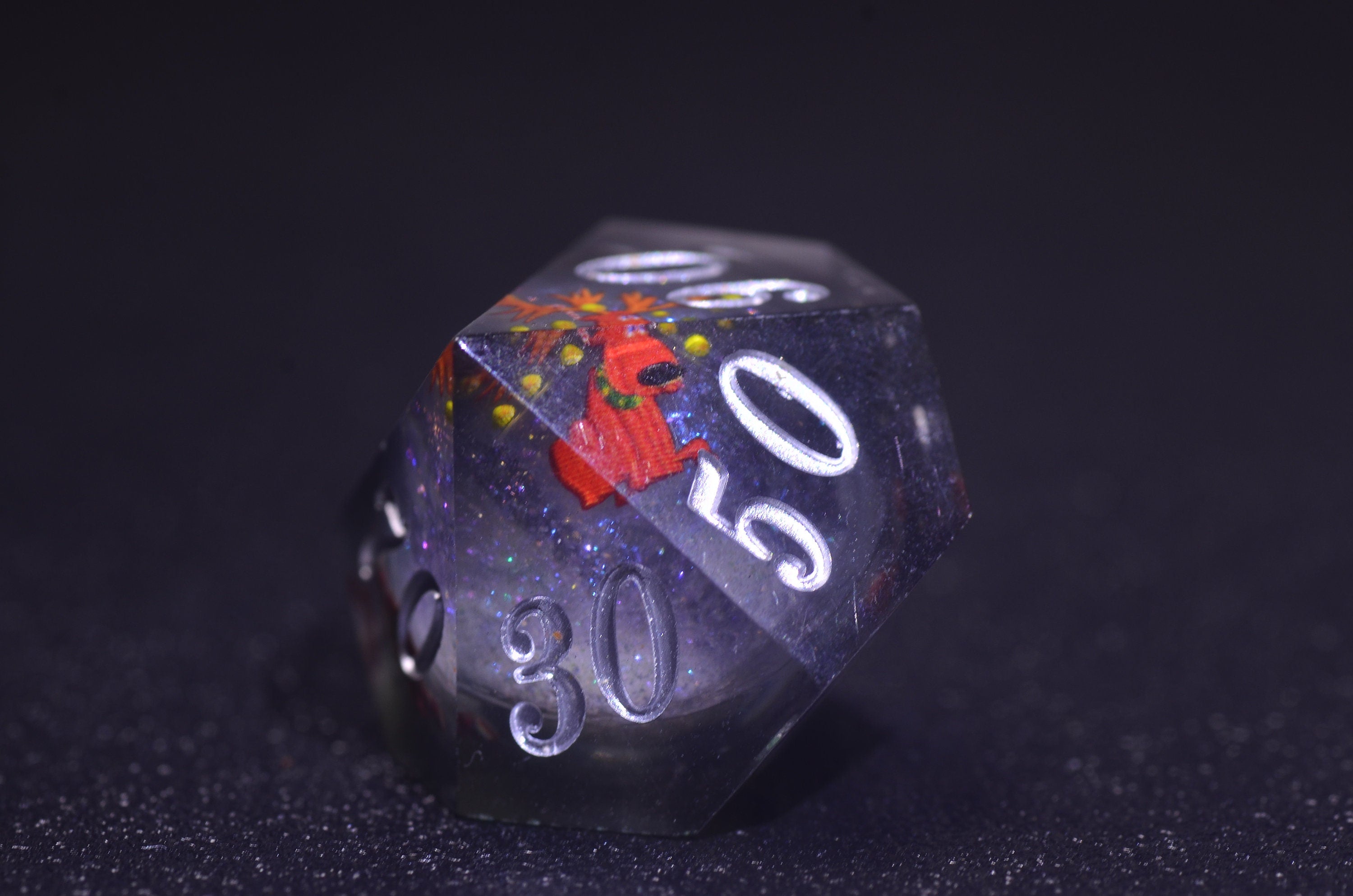 Black Christmas Liquid Core Dice, Santa Claus Dice dice,DND Sharp Edge dice, Dungeons and Dragons Polyhedral RPG Dice for Tabletop Gaming