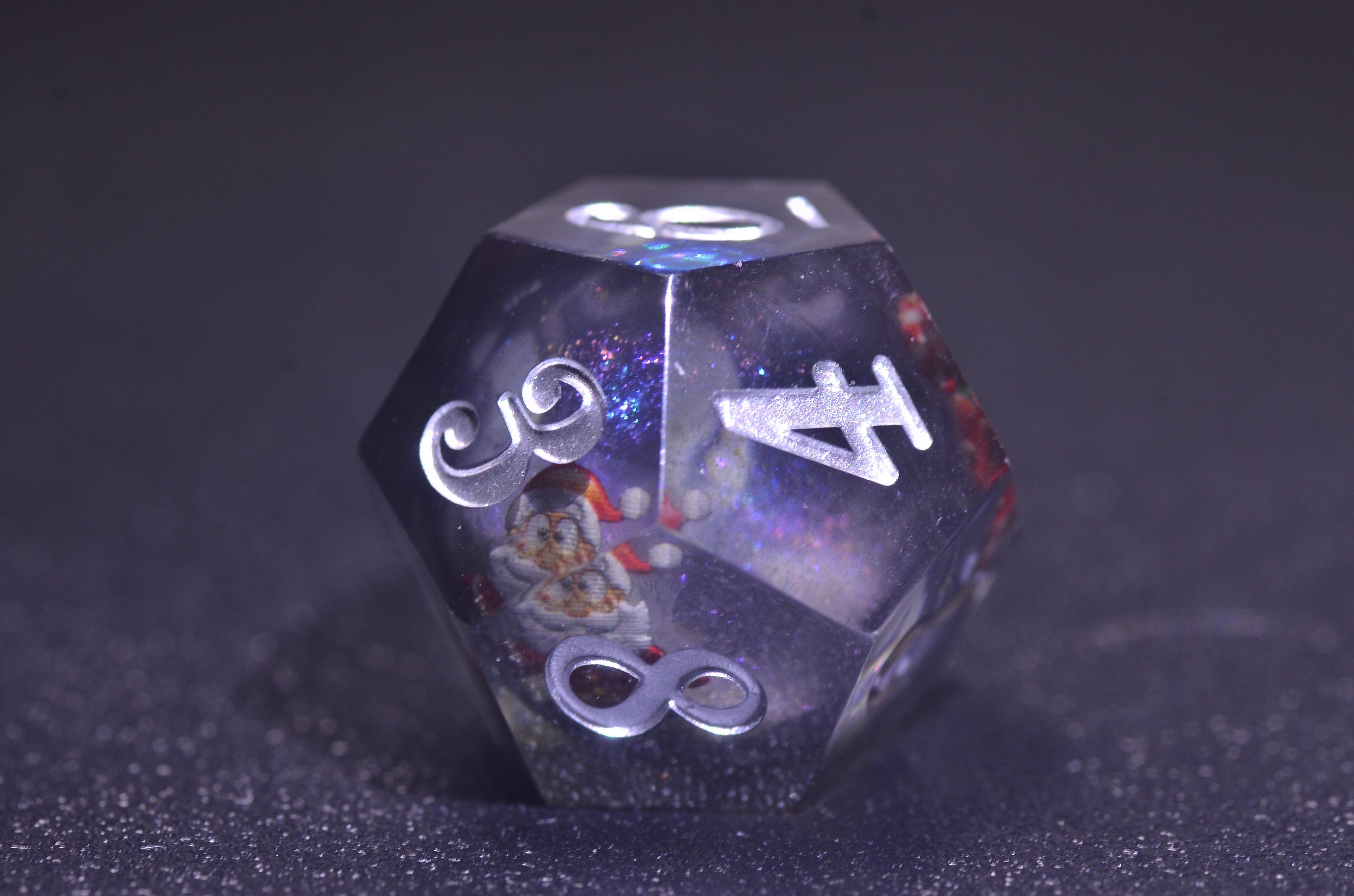 Black Christmas Liquid Core Dice, Santa Claus Dice dice,DND Sharp Edge dice, Dungeons and Dragons Polyhedral RPG Dice for Tabletop Gaming