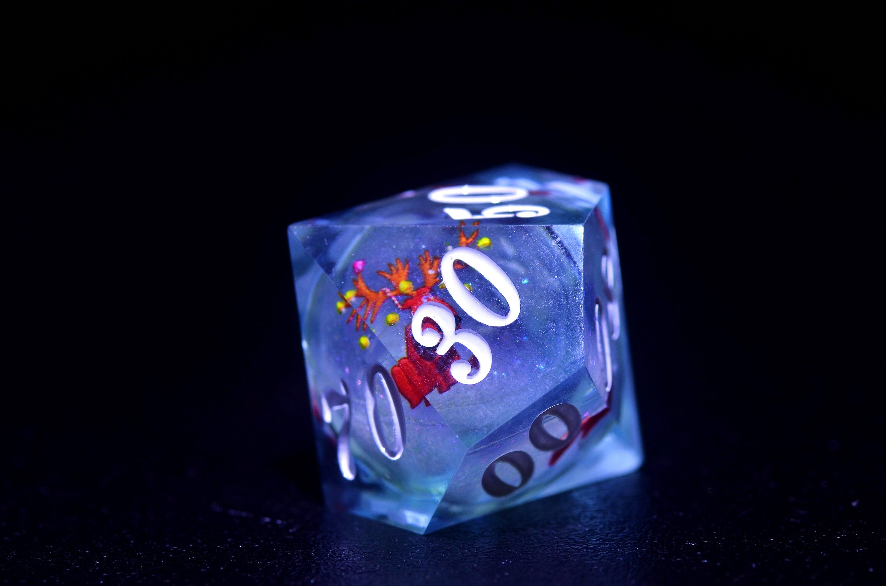 Blue Christmas Liquid Core Dice set, Santa Claus Dice dice,DND Sharp Edge dice, Dungeons and Dragons Christmas gift